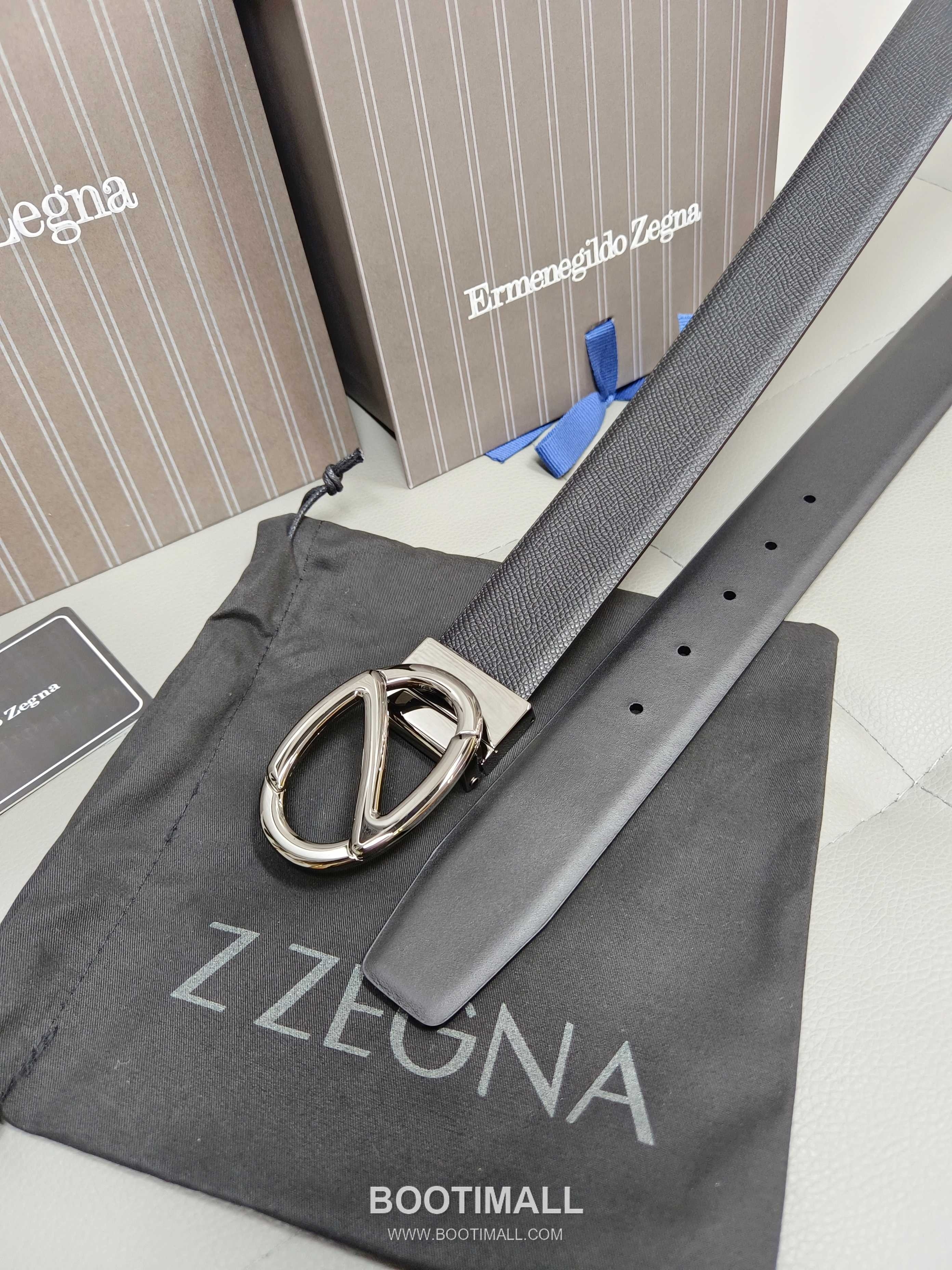 Zegna Calfskin Leather Belt with Gancio Buckle Palladium 제냐 카프스킨 레더 벨트 간치니 버클 황동 베이스 팔라듐 피니시 3.5cm 1