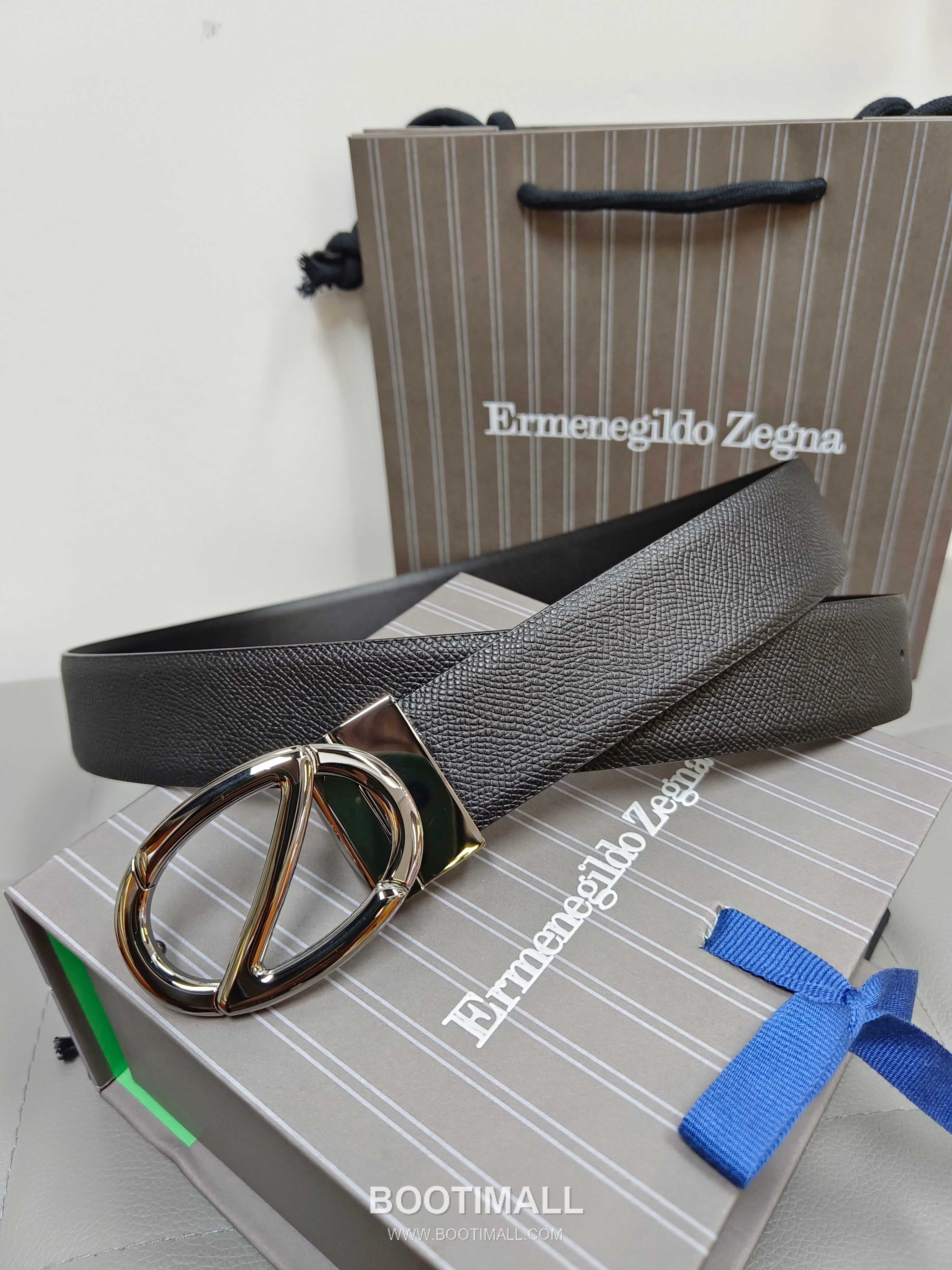 Zegna Calfskin Leather Belt with Gancio Buckle Palladium 제냐 카프스킨 레더 벨트 간치니 버클 황동 베이스 팔라듐 피니시 3.5cm 5