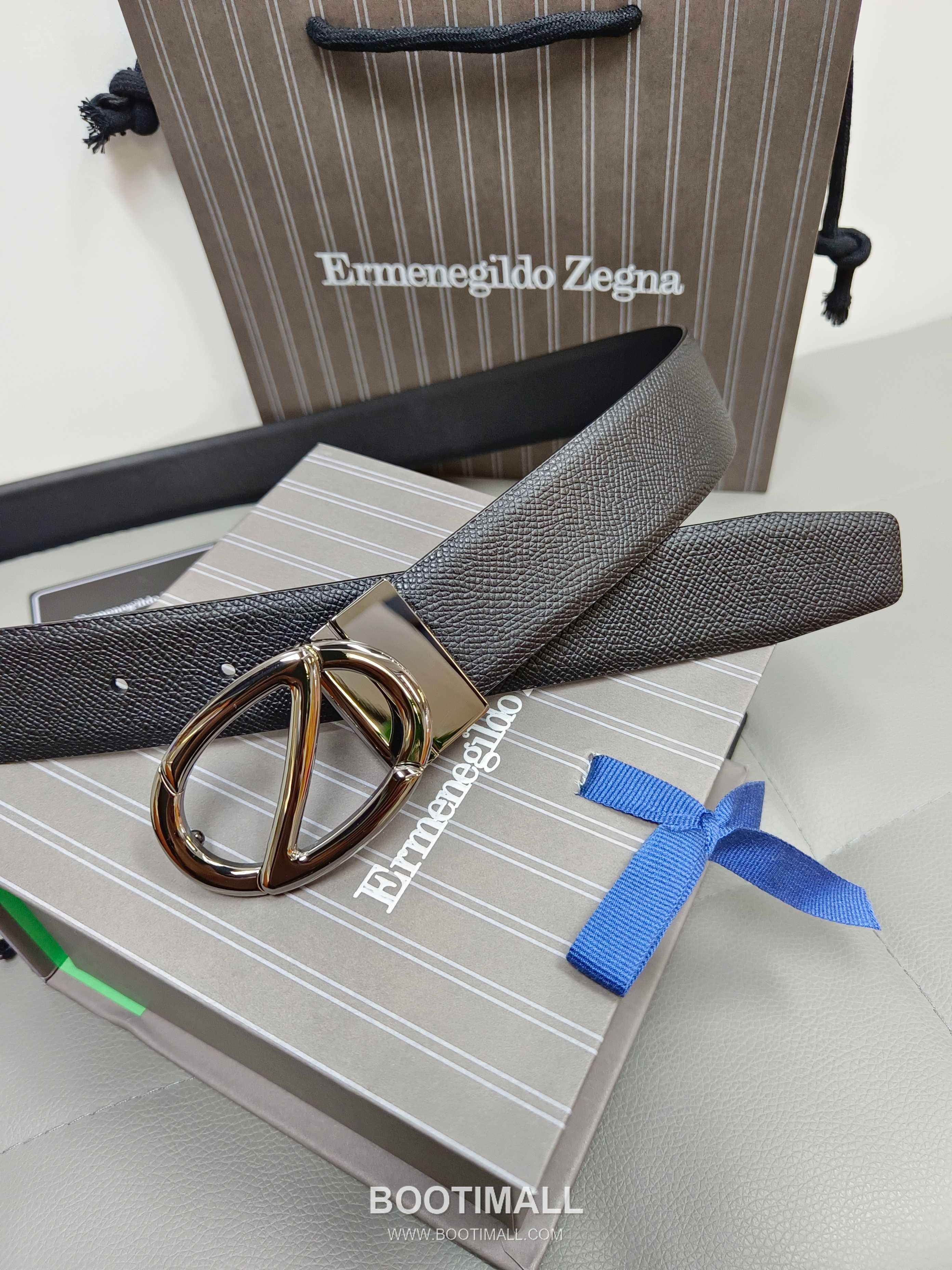 Zegna Calfskin Leather Belt with Gancio Buckle Palladium 제냐 카프스킨 레더 벨트 간치니 버클 황동 베이스 팔라듐 피니시 3.5cm 6