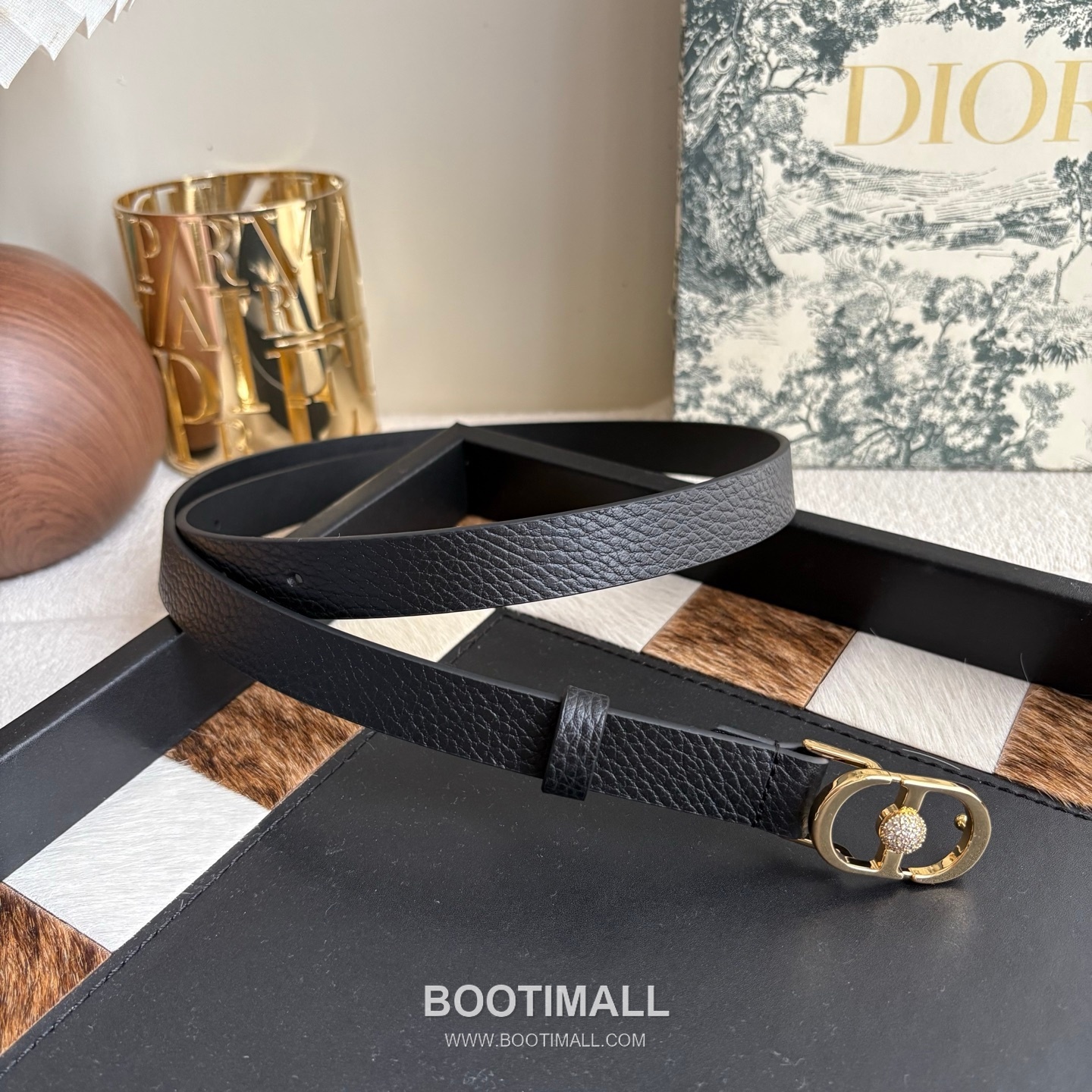 Dior Calfskin Leather Belt with Crystal CD Buckle Gold-Plated 디올 카프스킨 레더 벨트 크리스탈 CD 버클 황동 베이스 금도금 2.0cm 4