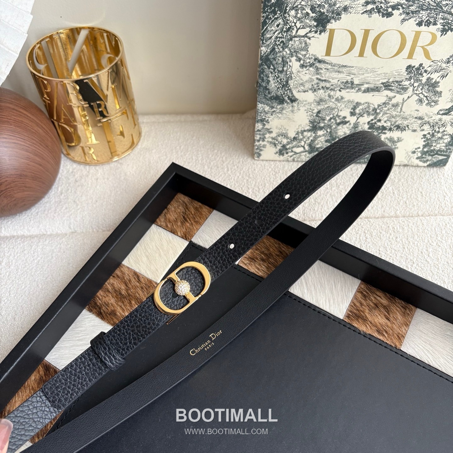 Dior Calfskin Leather Belt with Crystal CD Buckle Gold-Plated 디올 카프스킨 레더 벨트 크리스탈 CD 버클 황동 베이스 금도금 2.0cm 6