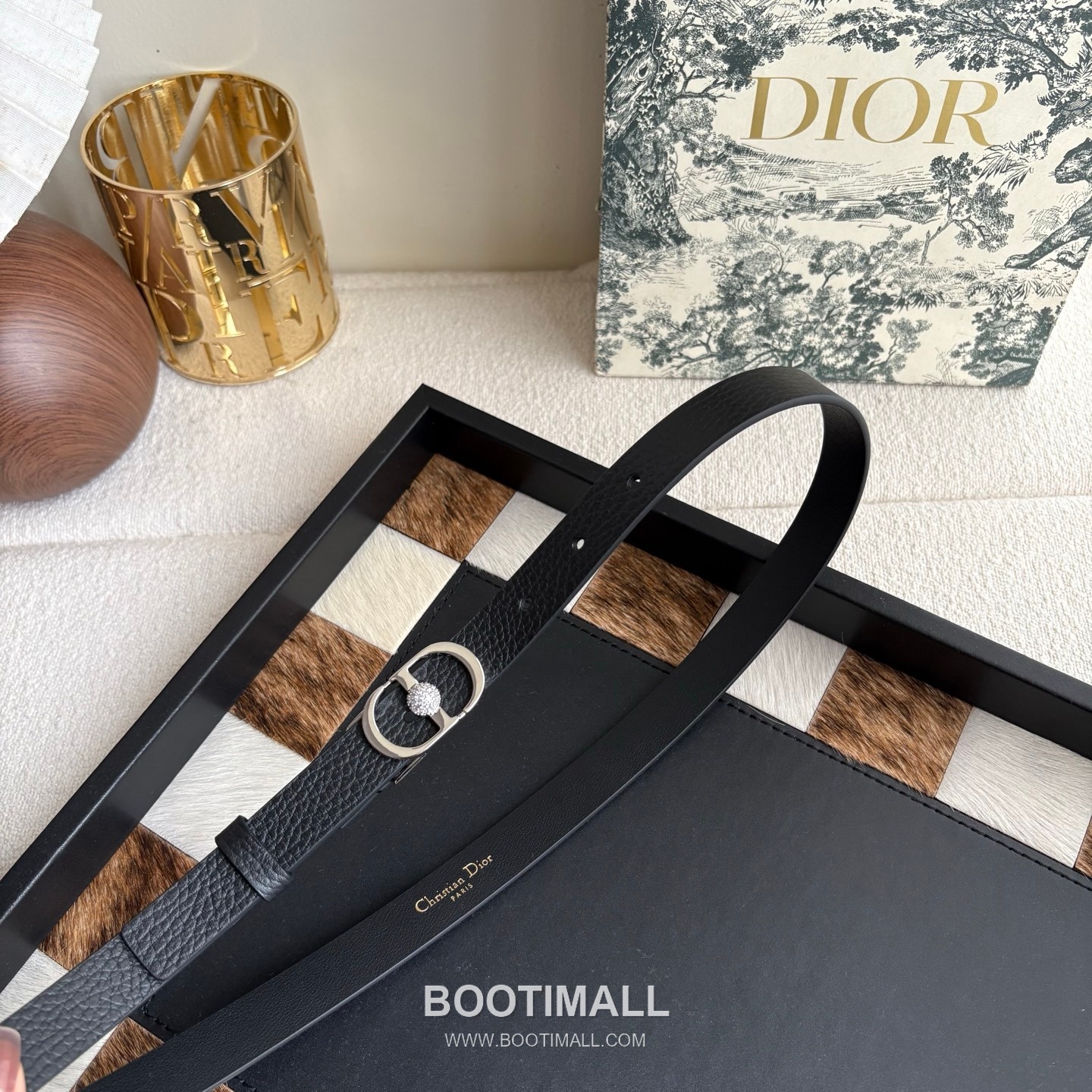 Dior Calfskin Leather Belt with Crystal CD Buckle Gold-Plated 디올 카프스킨 레더 벨트 크리스탈 CD 버클 황동 베이스 금도금 2.0cm 6