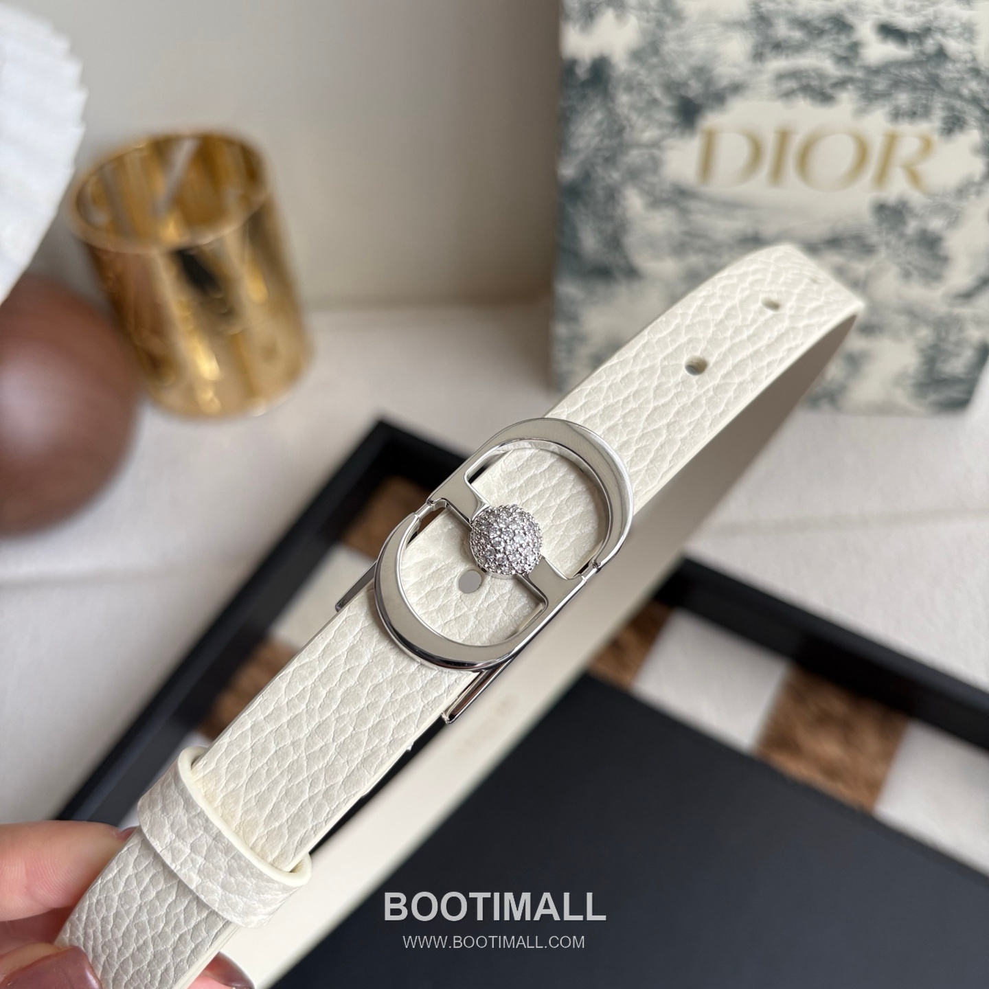 Dior Calfskin Leather Belt with Crystal CD Buckle Gold-Plated 디올 카프스킨 레더 벨트 크리스탈 CD 버클 황동 베이스 금도금 2.0cm 5