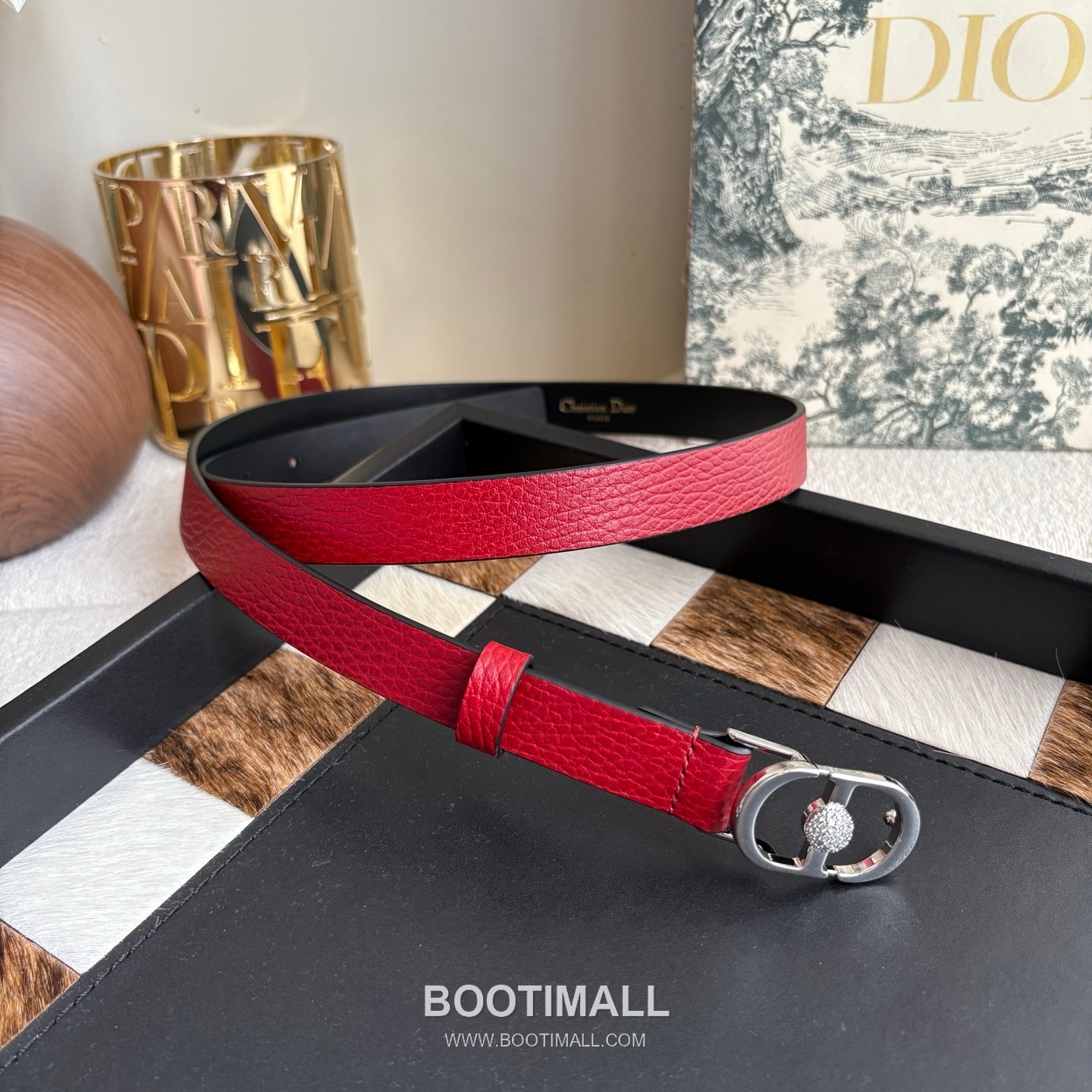 Dior Calfskin Leather Belt with Crystal CD Buckle Gold-Plated 디올 카프스킨 레더 벨트 크리스탈 CD 버클 황동 베이스 금도금 2.0cm 4