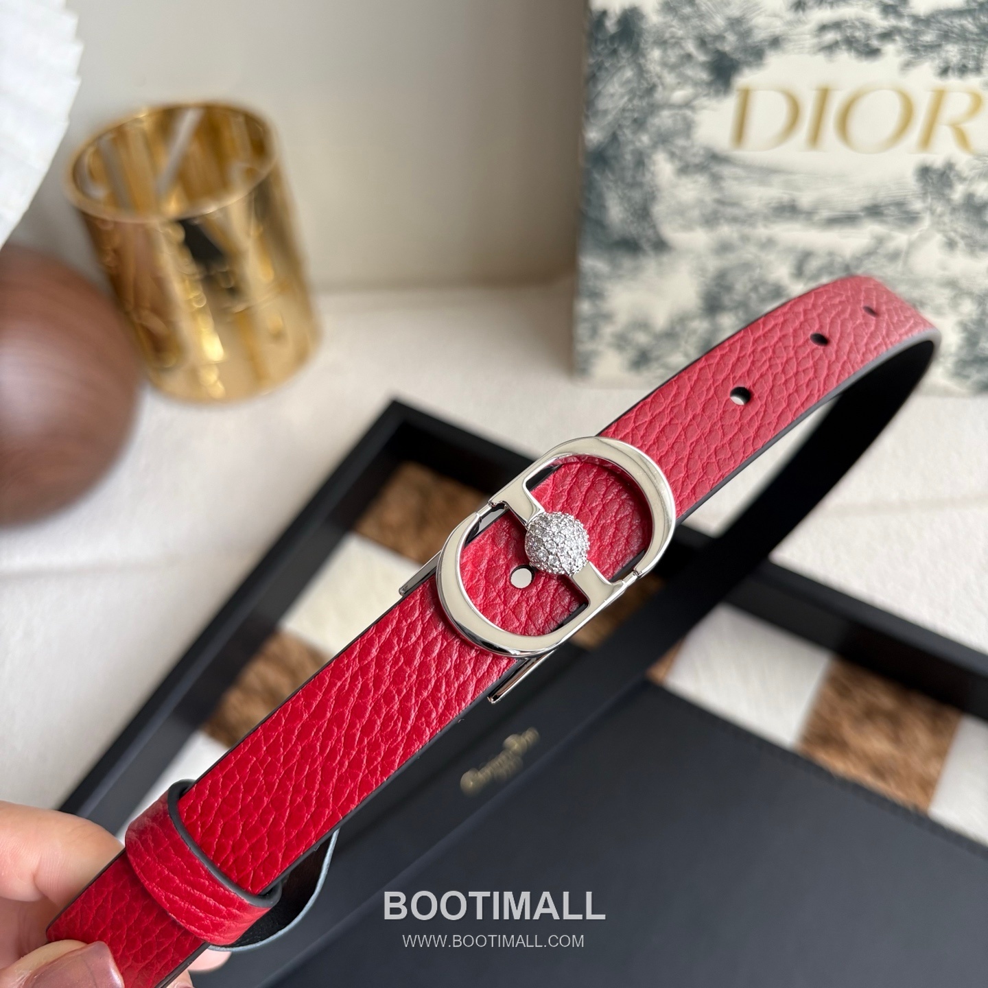 Dior Calfskin Leather Belt with Crystal CD Buckle Gold-Plated 디올 카프스킨 레더 벨트 크리스탈 CD 버클 황동 베이스 금도금 2.0cm 5