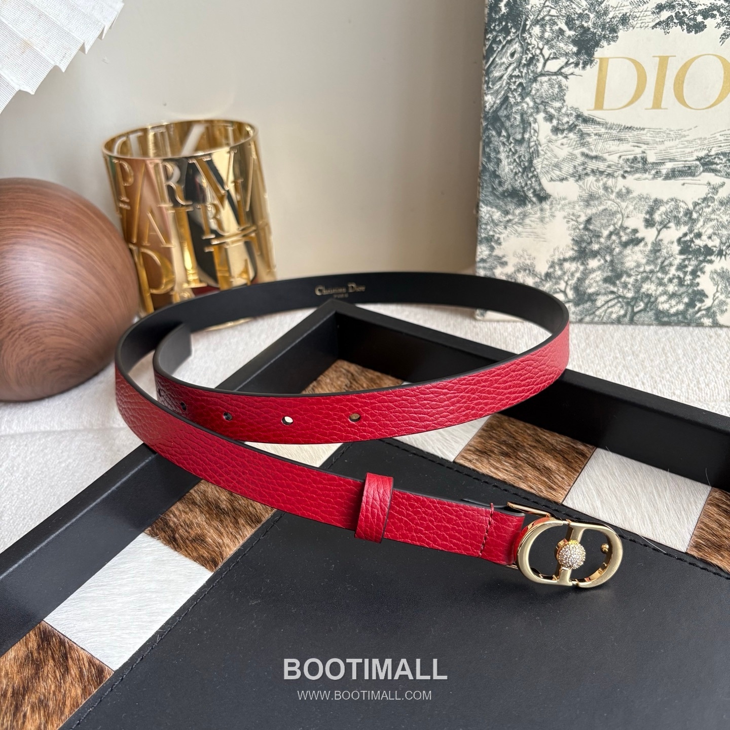 Dior Calfskin Leather Belt with Crystal CD Buckle Gold-Plated 디올 카프스킨 레더 벨트 크리스탈 CD 버클 황동 베이스 금도금 2.0cm 4