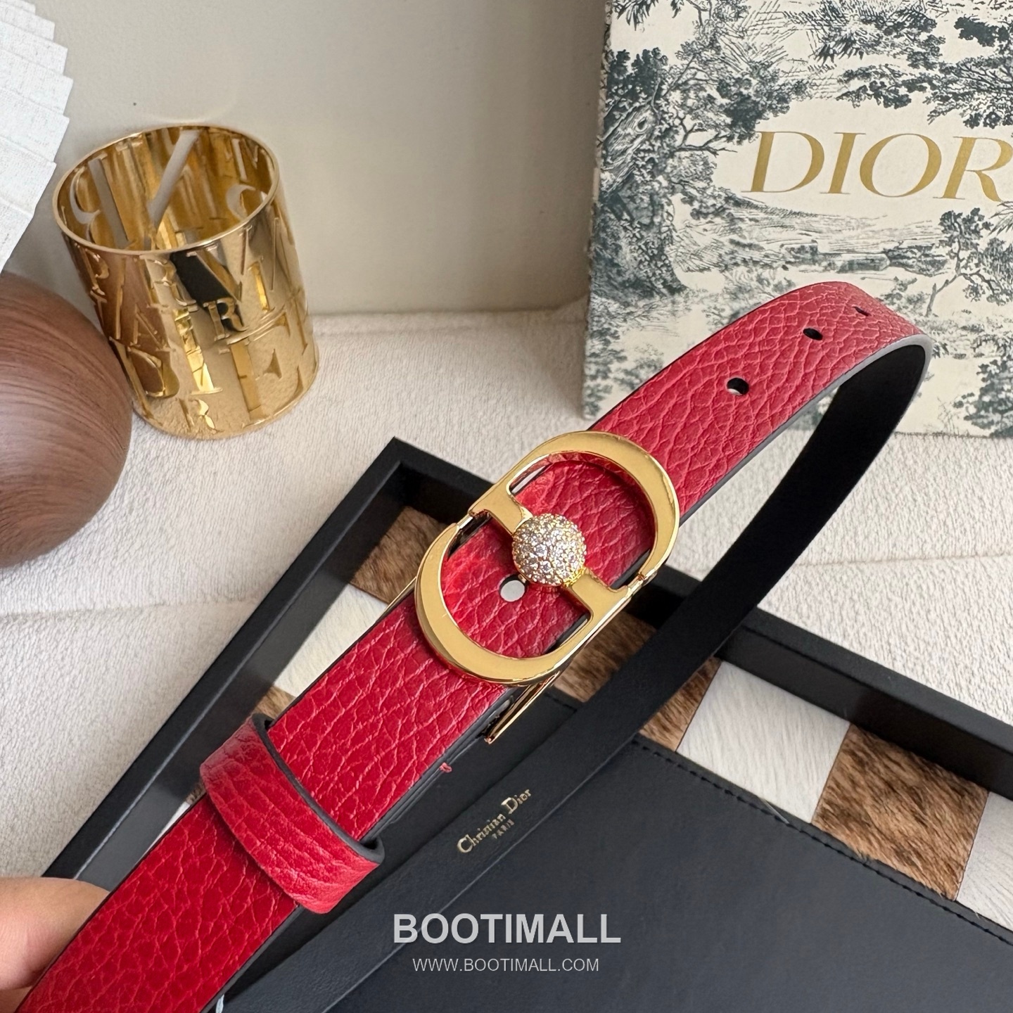 Dior Calfskin Leather Belt with Crystal CD Buckle Gold-Plated 디올 카프스킨 레더 벨트 크리스탈 CD 버클 황동 베이스 금도금 2.0cm 5