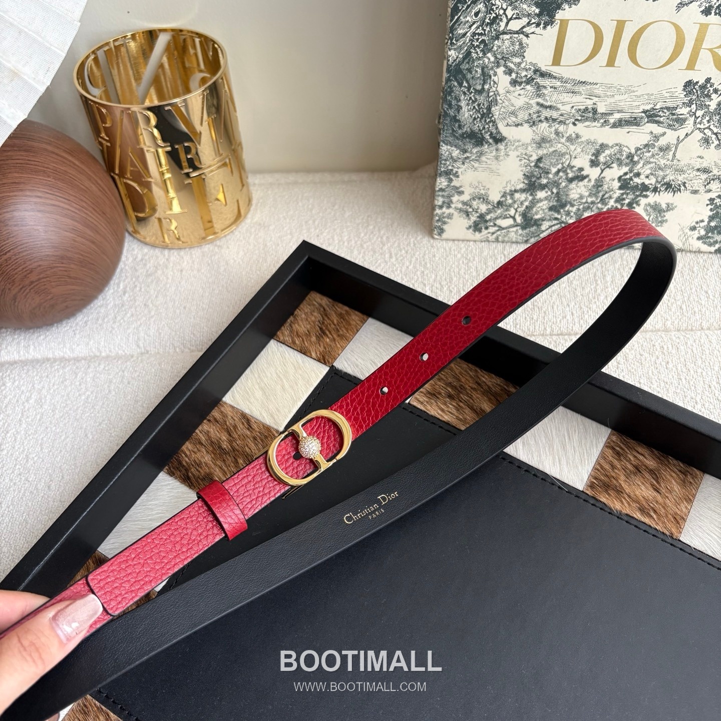 Dior Calfskin Leather Belt with Crystal CD Buckle Gold-Plated 디올 카프스킨 레더 벨트 크리스탈 CD 버클 황동 베이스 금도금 2.0cm 6