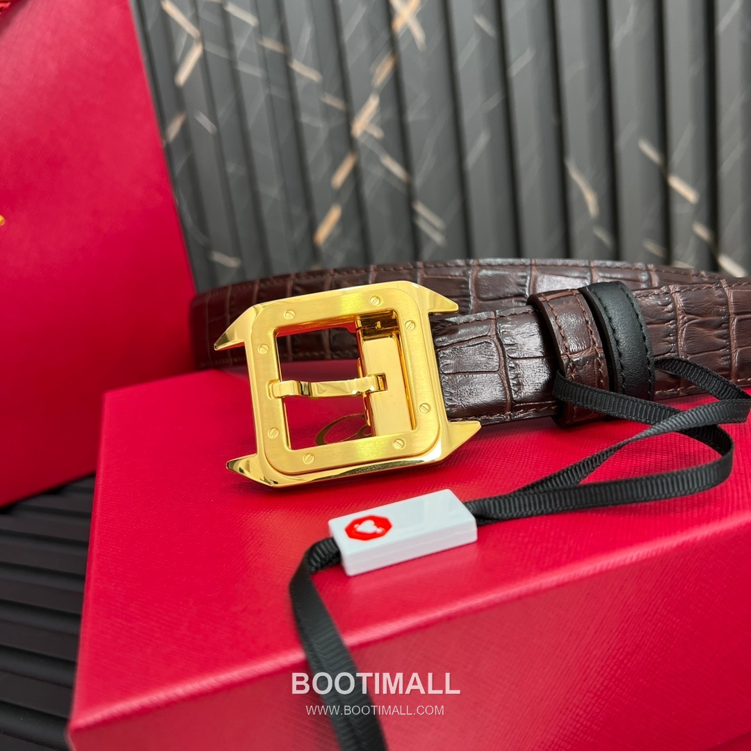 Cartier Calfskin Embossed Leather Reversible Belt with Logo Pin Buckle Palladium 까르띠에 카프스킨 엠보싱 레더 리버서블 벨트 로고 핀 버클 황동 베이스 팔라듐 피니시 3.5cm 5