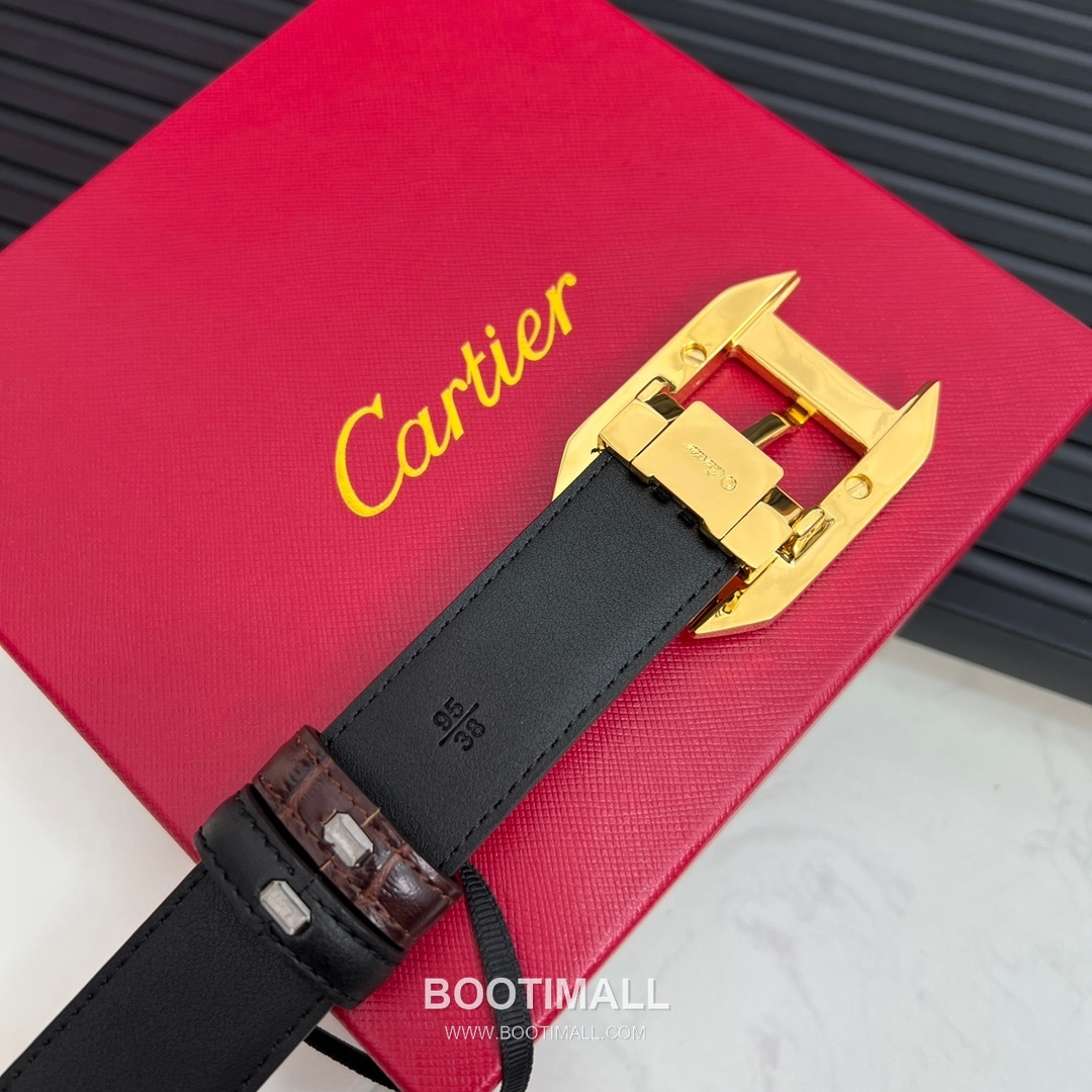 Cartier Calfskin Embossed Leather Reversible Belt with Logo Pin Buckle Palladium 까르띠에 카프스킨 엠보싱 레더 리버서블 벨트 로고 핀 버클 황동 베이스 팔라듐 피니시 3.5cm 6