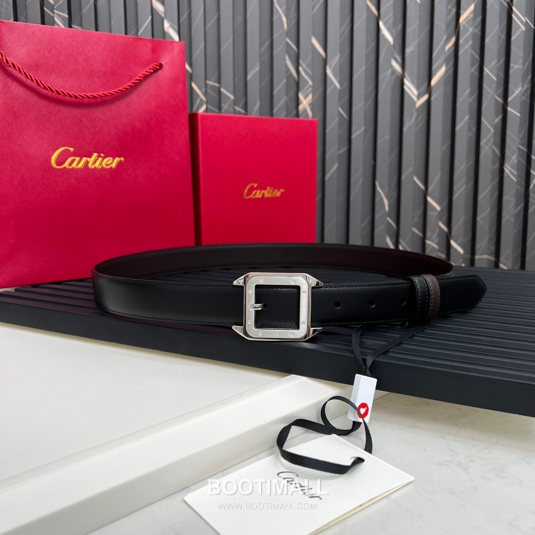 Cartier Calfskin Embossed Leather Reversible Belt with Logo Pin Buckle Palladium 까르띠에 카프스킨 엠보싱 레더 리버서블 벨트 로고 핀 버클 황동 베이스 팔라듐 피니시 3.5cm 8