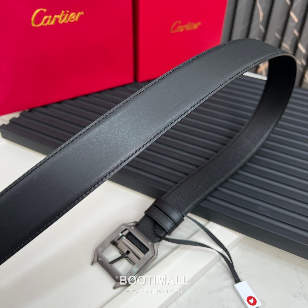 Cartier Calfskin Embossed Leather Reversible Belt with Logo Pin Buckle Palladium 까르띠에 카프스킨 엠보싱 레더 리버서블 벨트 로고 핀 버클 황동 베이스 팔라듐 피니시 3.5cm 3