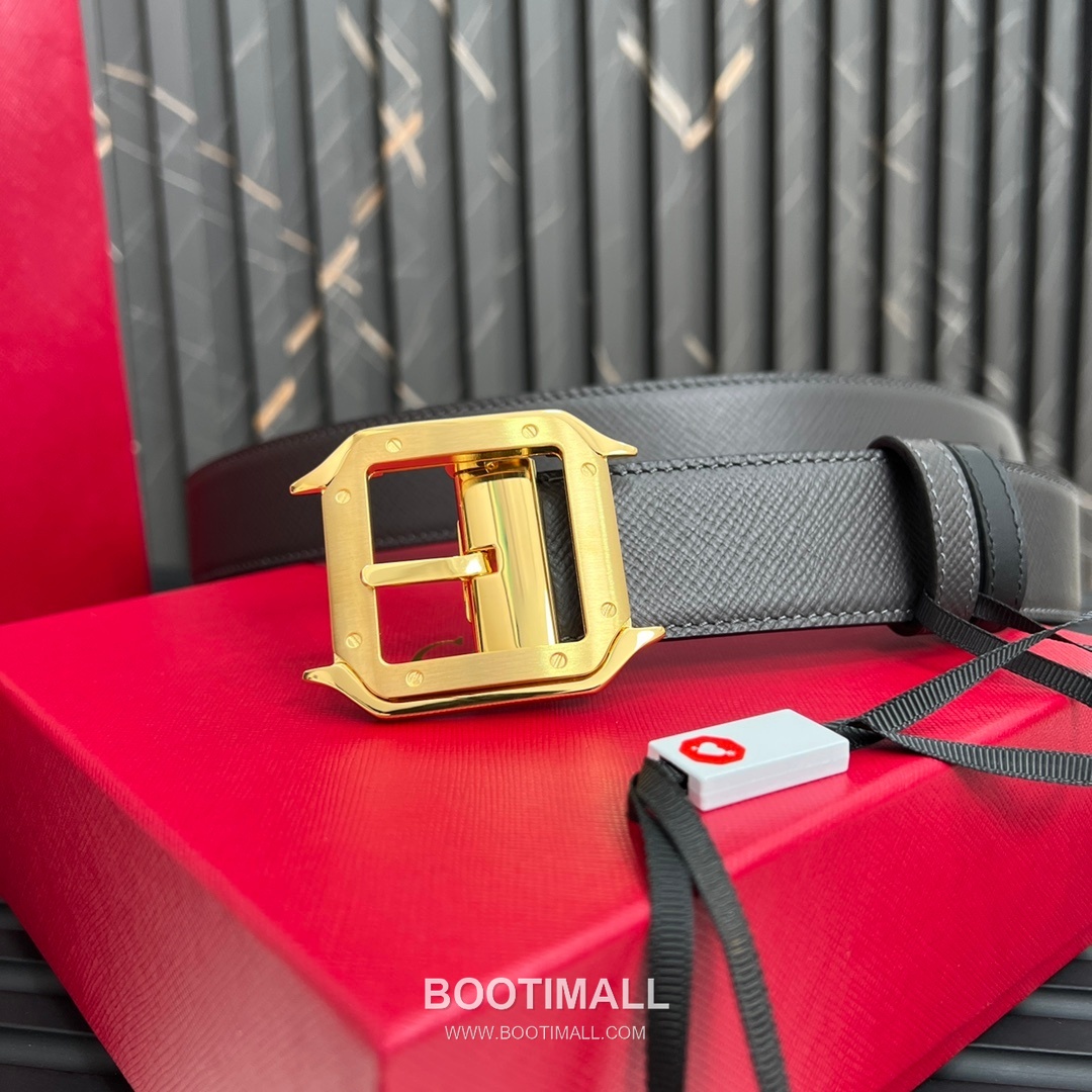 Cartier Calfskin Embossed Leather Reversible Belt with Logo Pin Buckle Palladium 까르띠에 카프스킨 엠보싱 레더 리버서블 벨트 로고 핀 버클 황동 베이스 팔라듐 피니시 3.5cm 5