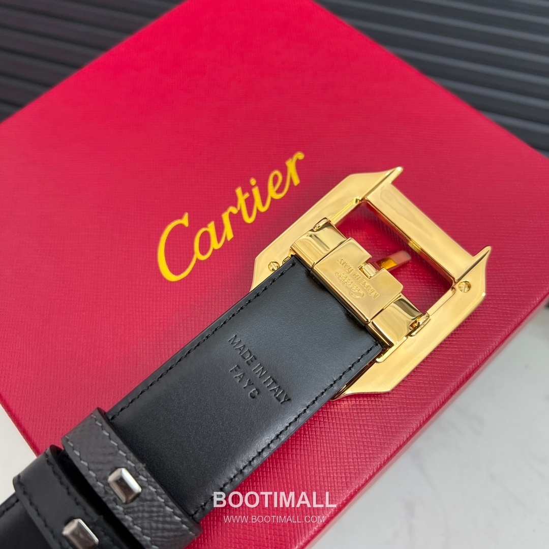 Cartier Calfskin Embossed Leather Reversible Belt with Logo Pin Buckle Palladium 까르띠에 카프스킨 엠보싱 레더 리버서블 벨트 로고 핀 버클 황동 베이스 팔라듐 피니시 3.5cm 6