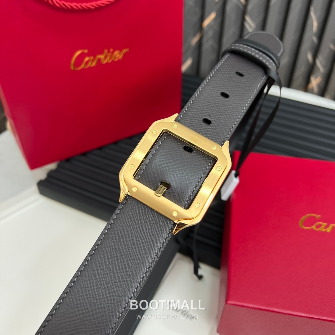 Cartier Calfskin Embossed Leather Reversible Belt with Logo Pin Buckle Palladium 까르띠에 카프스킨 엠보싱 레더 리버서블 벨트 로고 핀 버클 황동 베이스 팔라듐 피니시 3.5cm 7