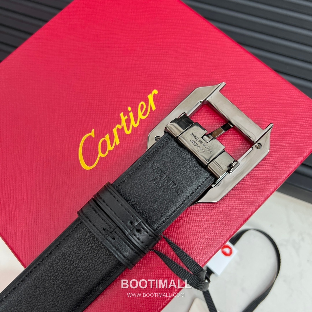 Cartier Calfskin Embossed Leather Reversible Belt with Logo Pin Buckle Palladium 까르띠에 카프스킨 엠보싱 레더 리버서블 벨트 로고 핀 버클 황동 베이스 팔라듐 피니시 3.5cm 6