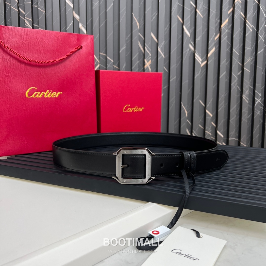 Cartier Calfskin Embossed Leather Reversible Belt with Logo Pin Buckle Palladium 까르띠에 카프스킨 엠보싱 레더 리버서블 벨트 로고 핀 버클 황동 베이스 팔라듐 피니시 3.5cm 8