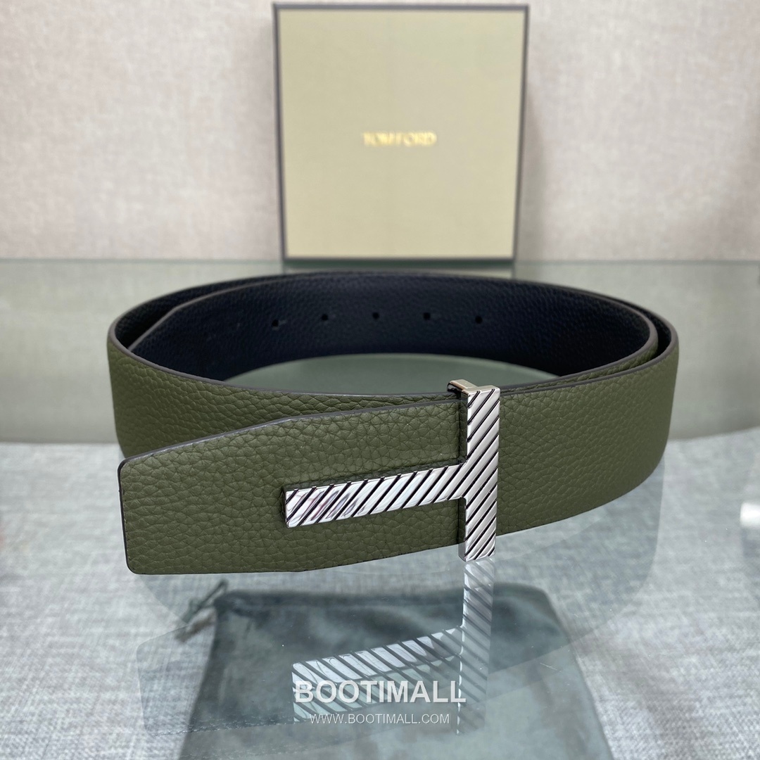 Tom Ford Calfskin Leather Reversible Belt with Logo Buckle Gold-Plated 톰포드 카프스킨 레더 리버서블 벨트 로고 버클 황동 베이스 금도금 3.5cm 1