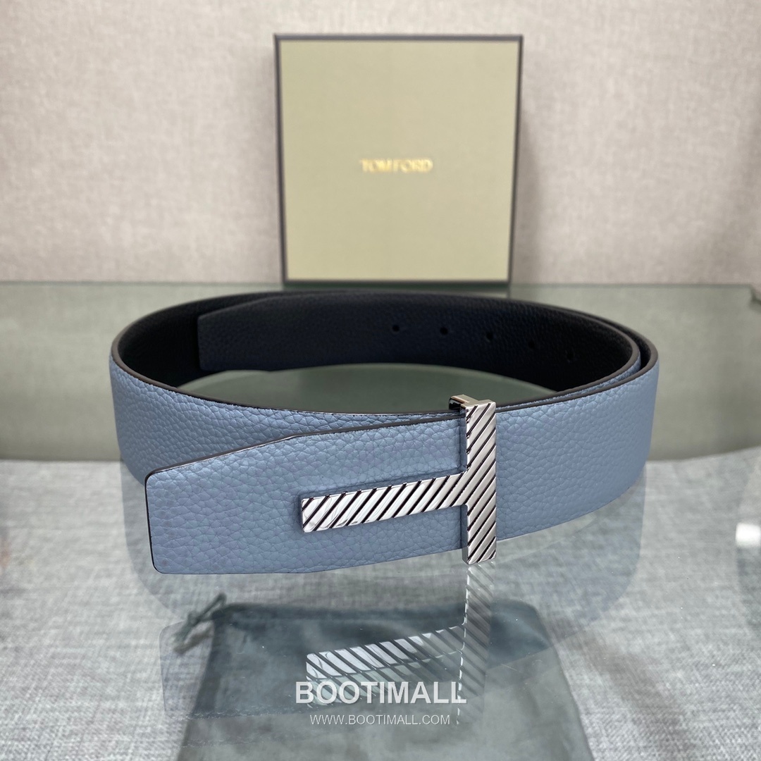 Tom Ford Calfskin Leather Reversible Belt with Logo Buckle Gold-Plated 톰포드 카프스킨 레더 리버서블 벨트 로고 버클 황동 베이스 금도금 3.5cm 1