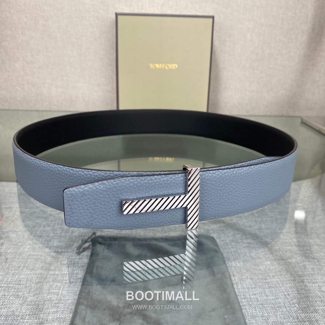 Tom Ford Calfskin Leather Reversible Belt with Logo Buckle Gold-Plated 톰포드 카프스킨 레더 리버서블 벨트 로고 버클 황동 베이스 금도금 3.5cm 2