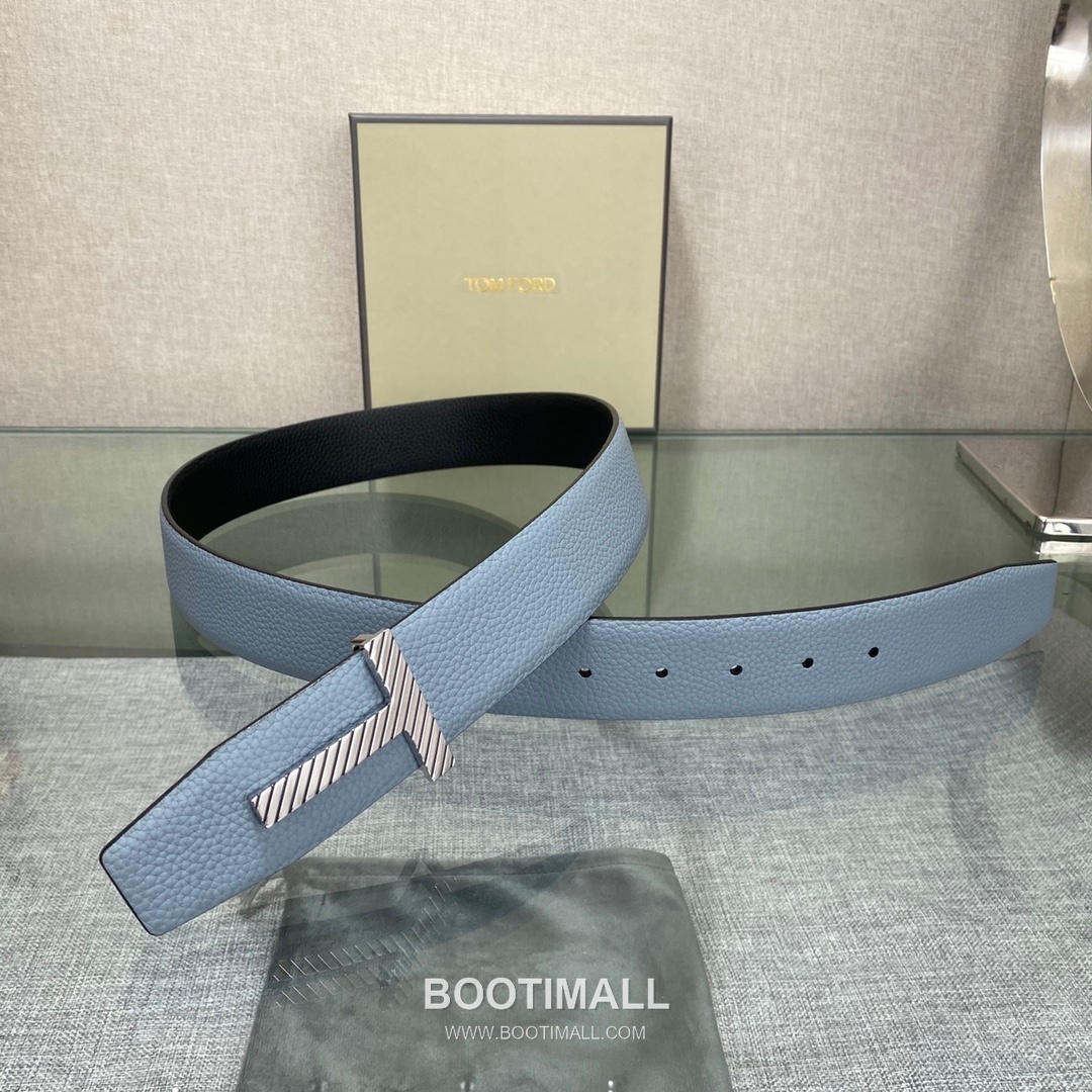 Tom Ford Calfskin Leather Reversible Belt with Logo Buckle Gold-Plated 톰포드 카프스킨 레더 리버서블 벨트 로고 버클 황동 베이스 금도금 3.5cm 3