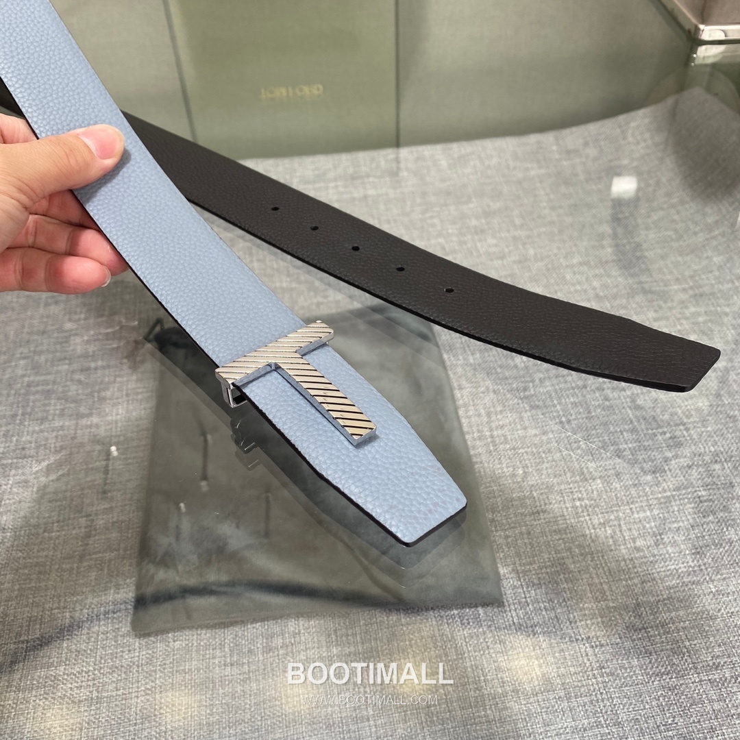 Tom Ford Calfskin Leather Reversible Belt with Logo Buckle Gold-Plated 톰포드 카프스킨 레더 리버서블 벨트 로고 버클 황동 베이스 금도금 3.5cm 4