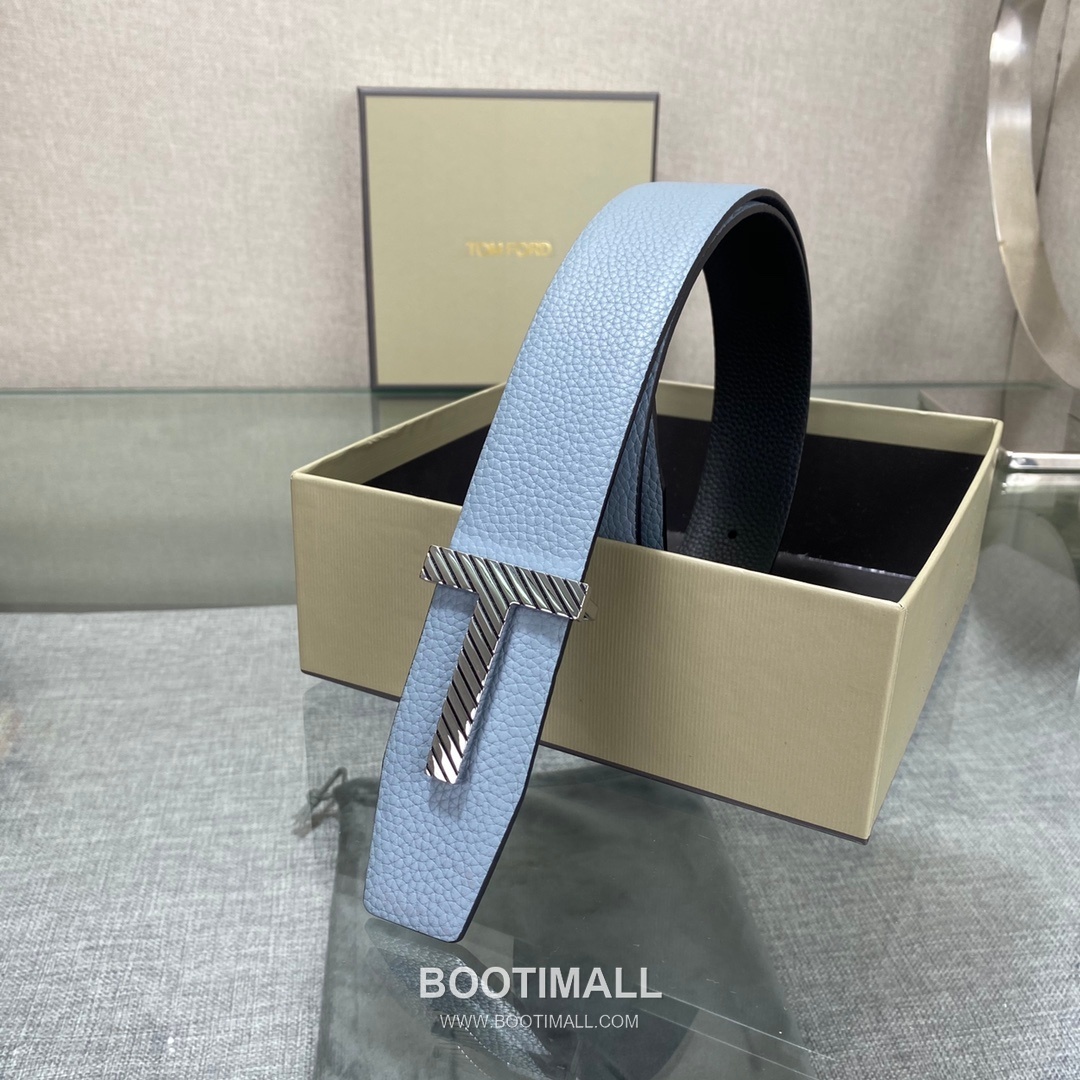 Tom Ford Calfskin Leather Reversible Belt with Logo Buckle Gold-Plated 톰포드 카프스킨 레더 리버서블 벨트 로고 버클 황동 베이스 금도금 3.5cm 6