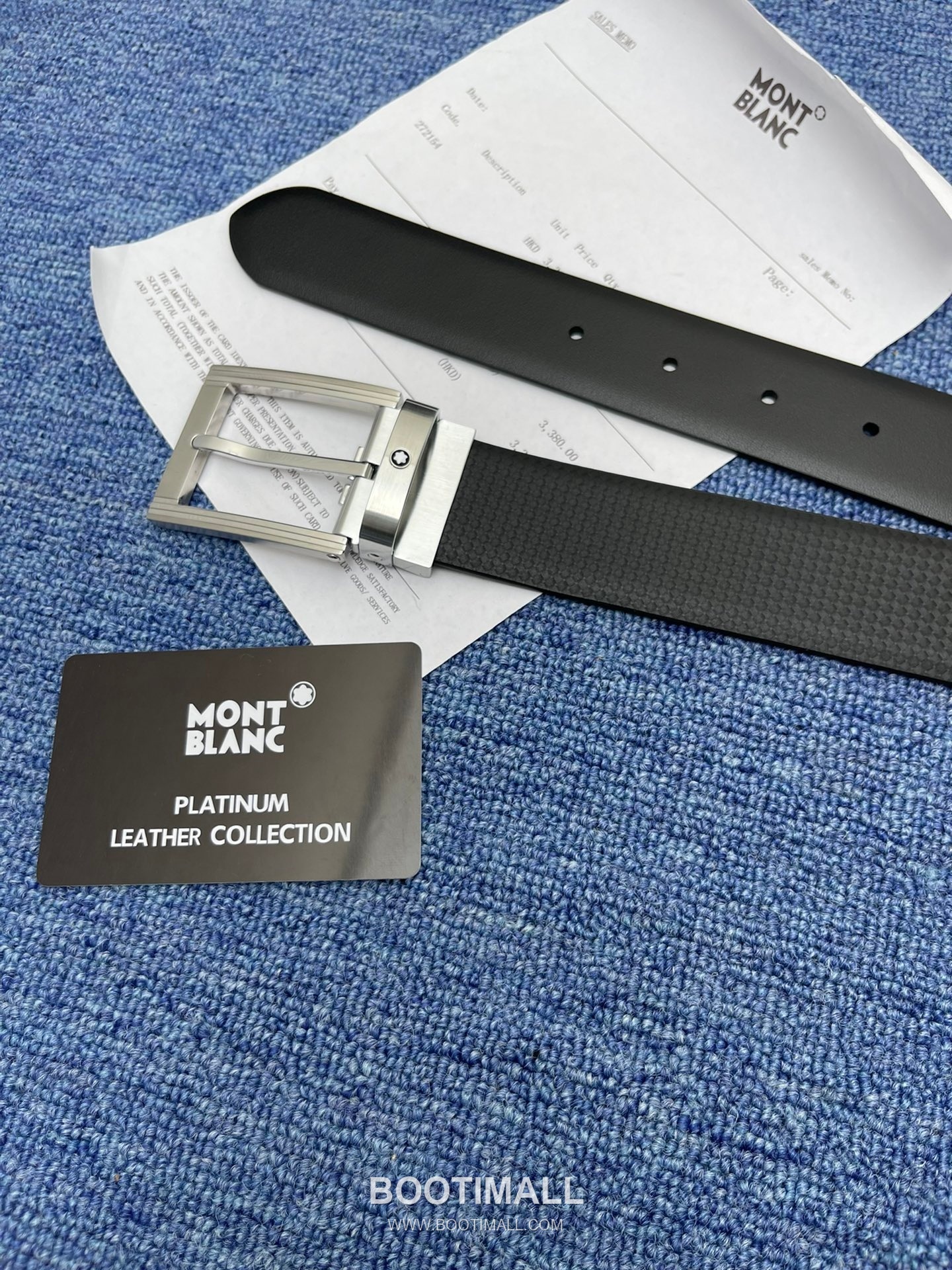 Montblanc Monogram Calfskin Leather Reversible Belt with Logo Buckle Palladium 몽블랑 모노그램 카프스킨 레더 리버서블 벨트 로고 버클 황동 베이스 팔라듐 피니시 3.5cm 6