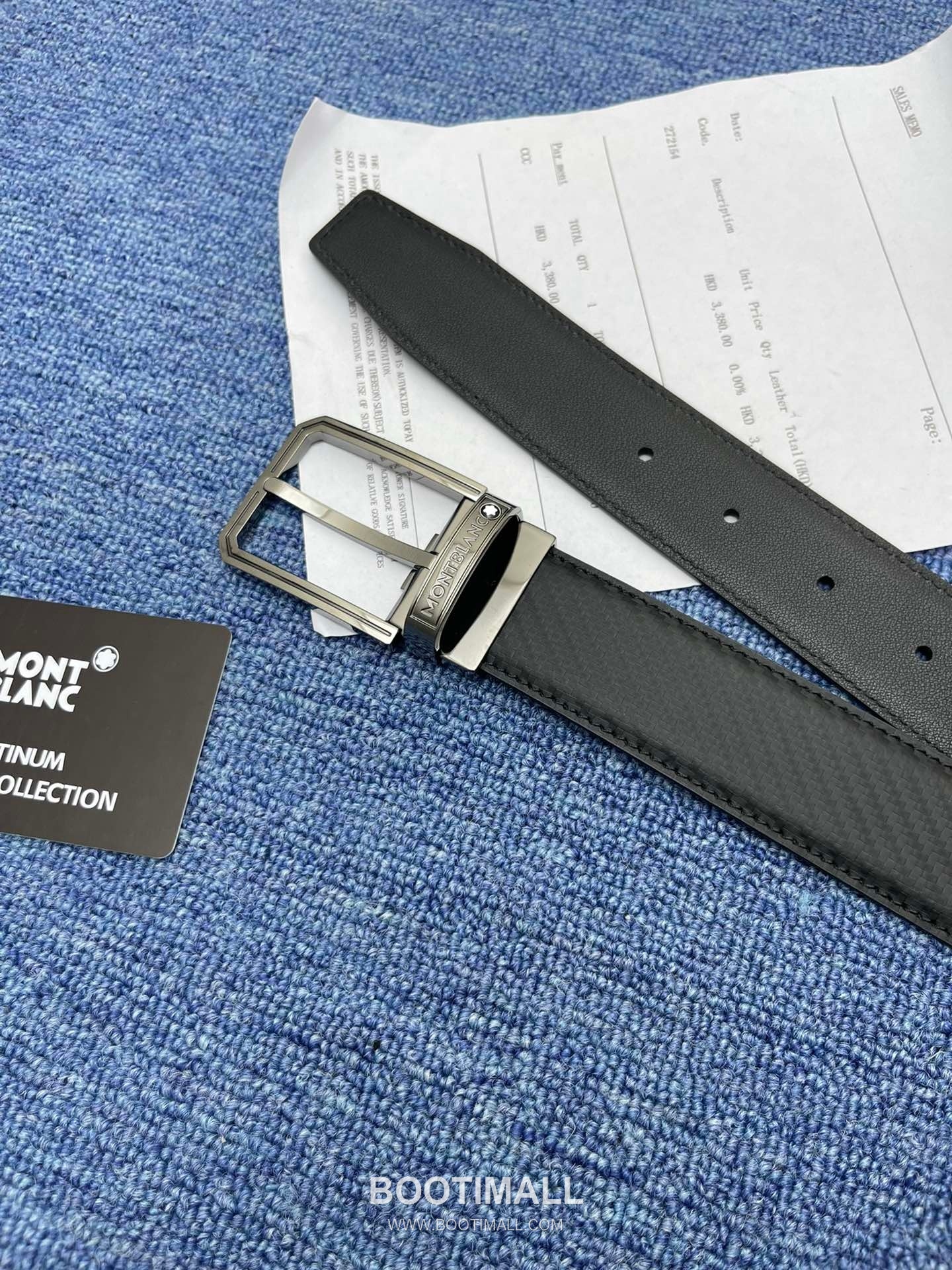 Montblanc Monogram Calfskin Leather Reversible Belt with Logo Buckle Palladium 몽블랑 모노그램 카프스킨 레더 리버서블 벨트 로고 버클 황동 베이스 팔라듐 피니시 3.5cm 6