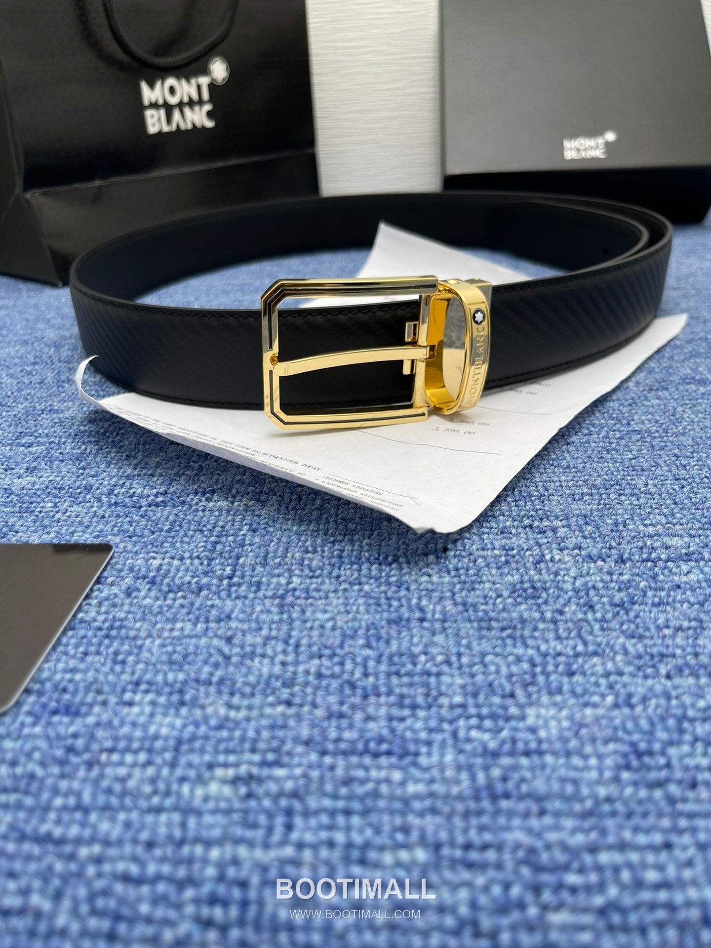 Montblanc Monogram Calfskin Leather Reversible Belt with Logo Buckle Palladium 몽블랑 모노그램 카프스킨 레더 리버서블 벨트 로고 버클 황동 베이스 팔라듐 피니시 3.5cm 3