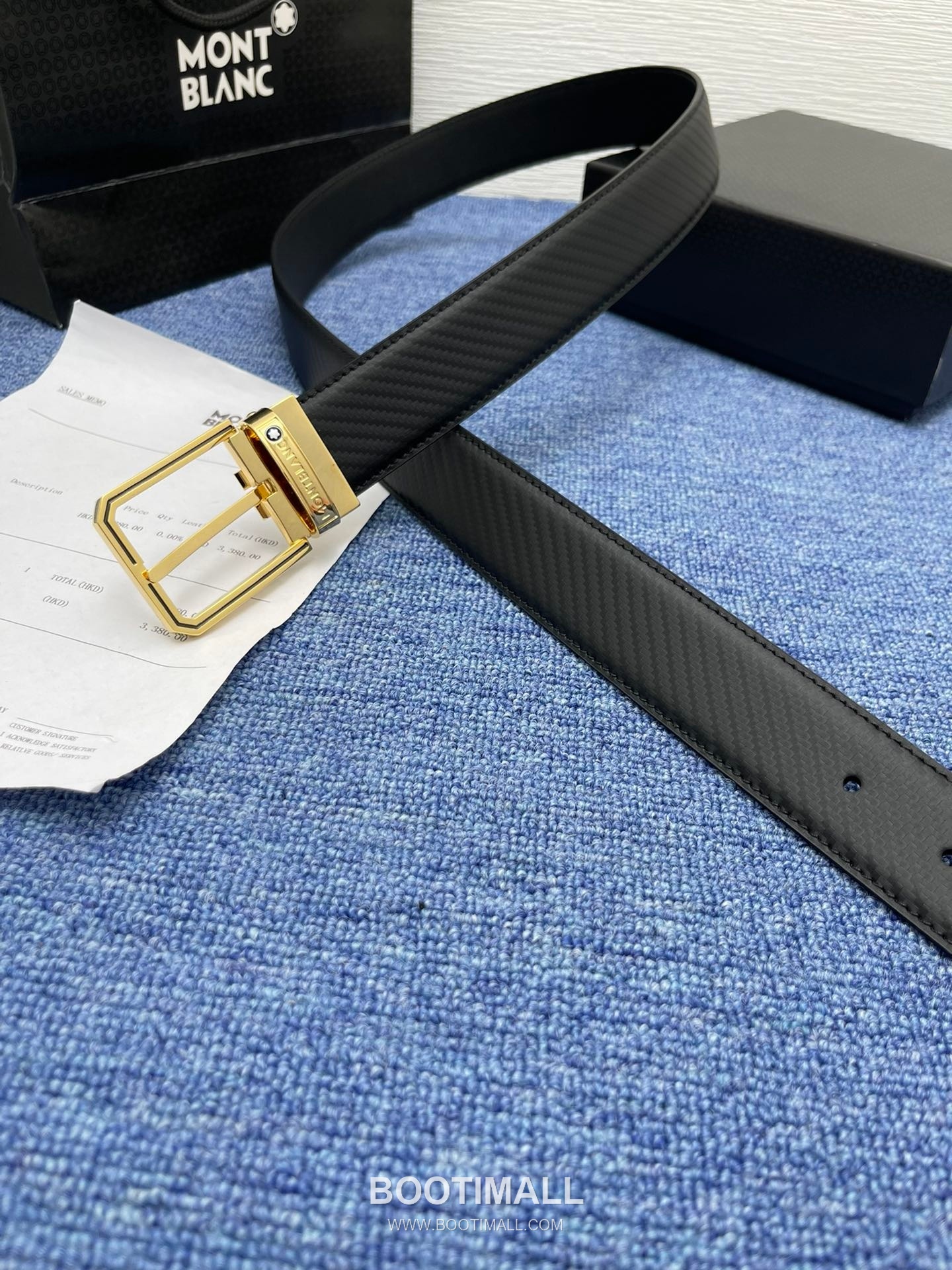 Montblanc Monogram Calfskin Leather Reversible Belt with Logo Buckle Palladium 몽블랑 모노그램 카프스킨 레더 리버서블 벨트 로고 버클 황동 베이스 팔라듐 피니시 3.5cm 4