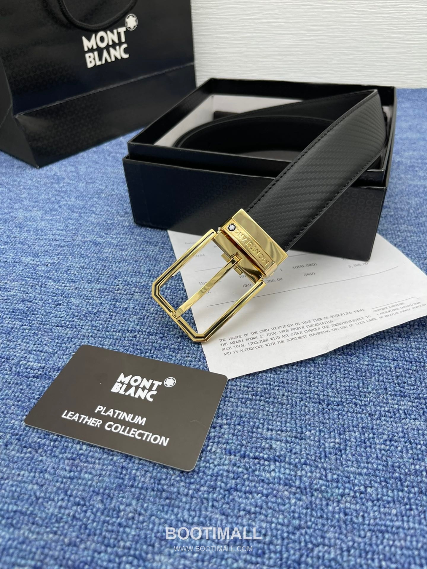 Montblanc Monogram Calfskin Leather Reversible Belt with Logo Buckle Palladium 몽블랑 모노그램 카프스킨 레더 리버서블 벨트 로고 버클 황동 베이스 팔라듐 피니시 3.5cm 5