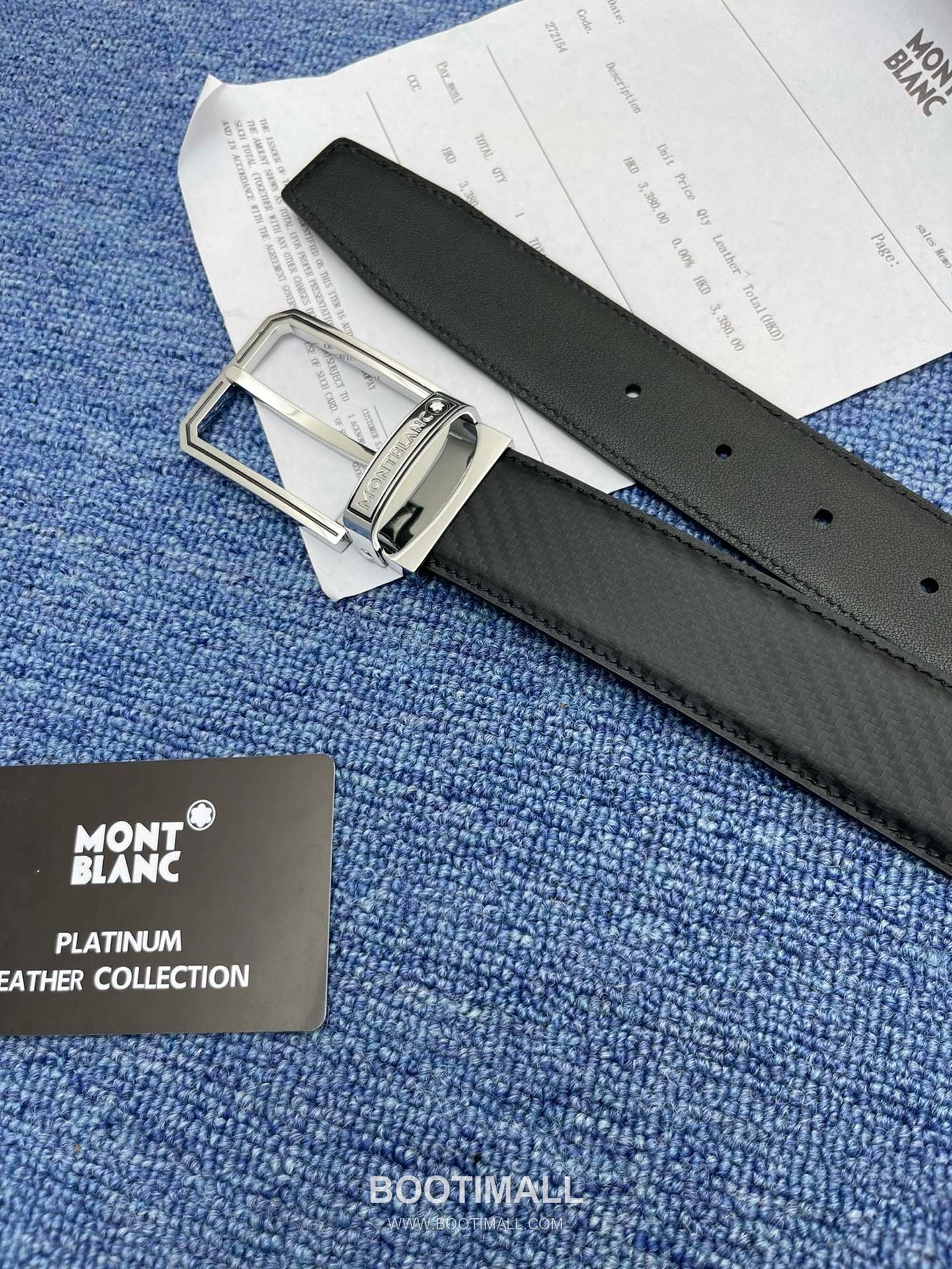 Montblanc Monogram Calfskin Leather Reversible Belt with Logo Buckle Palladium 몽블랑 모노그램 카프스킨 레더 리버서블 벨트 로고 버클 황동 베이스 팔라듐 피니시 3.5cm 6