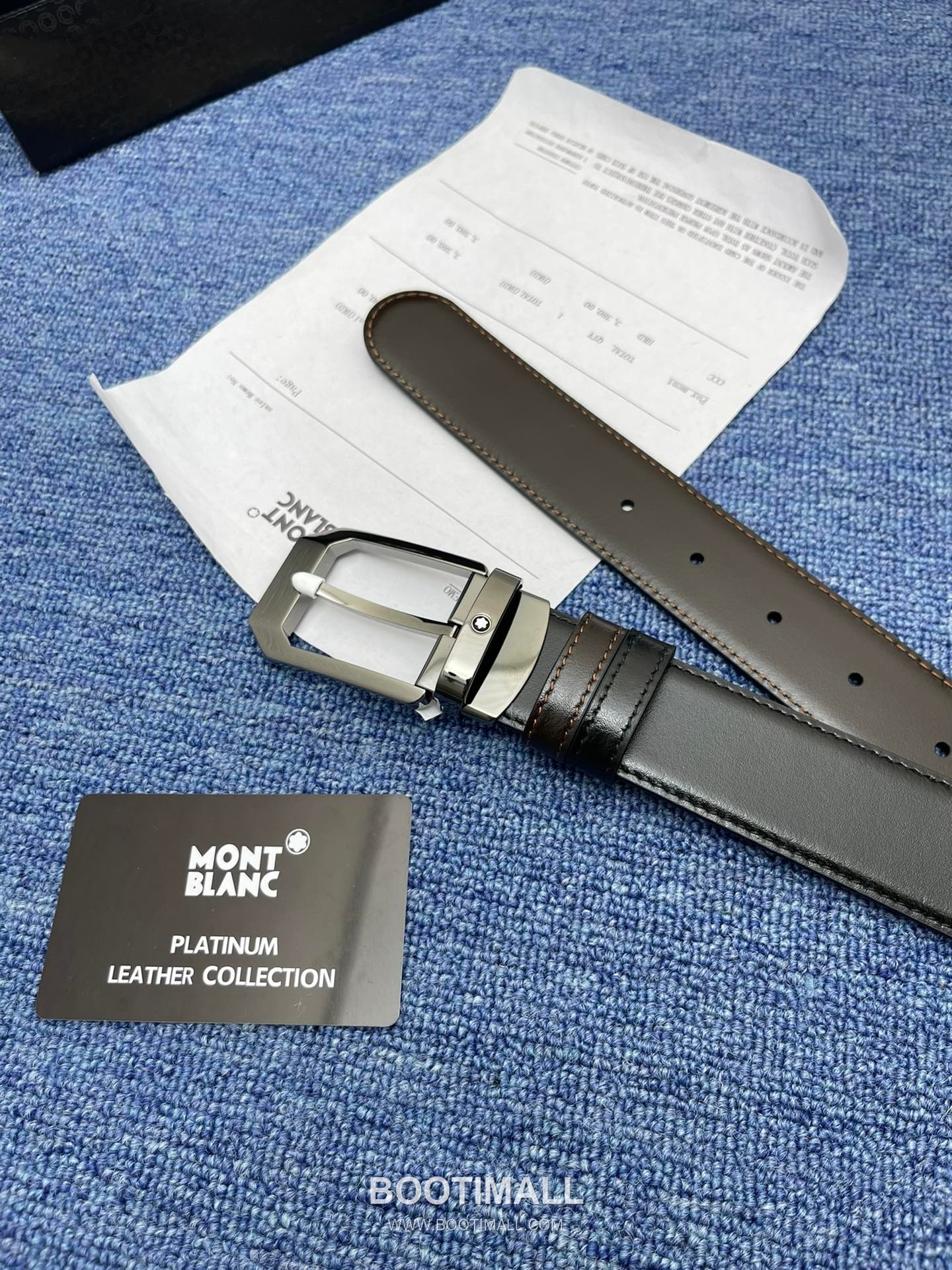 Montblanc Monogram Calfskin Leather Reversible Belt with Logo Buckle Palladium 몽블랑 모노그램 카프스킨 레더 리버서블 벨트 로고 버클 황동 베이스 팔라듐 피니시 3.5cm 6