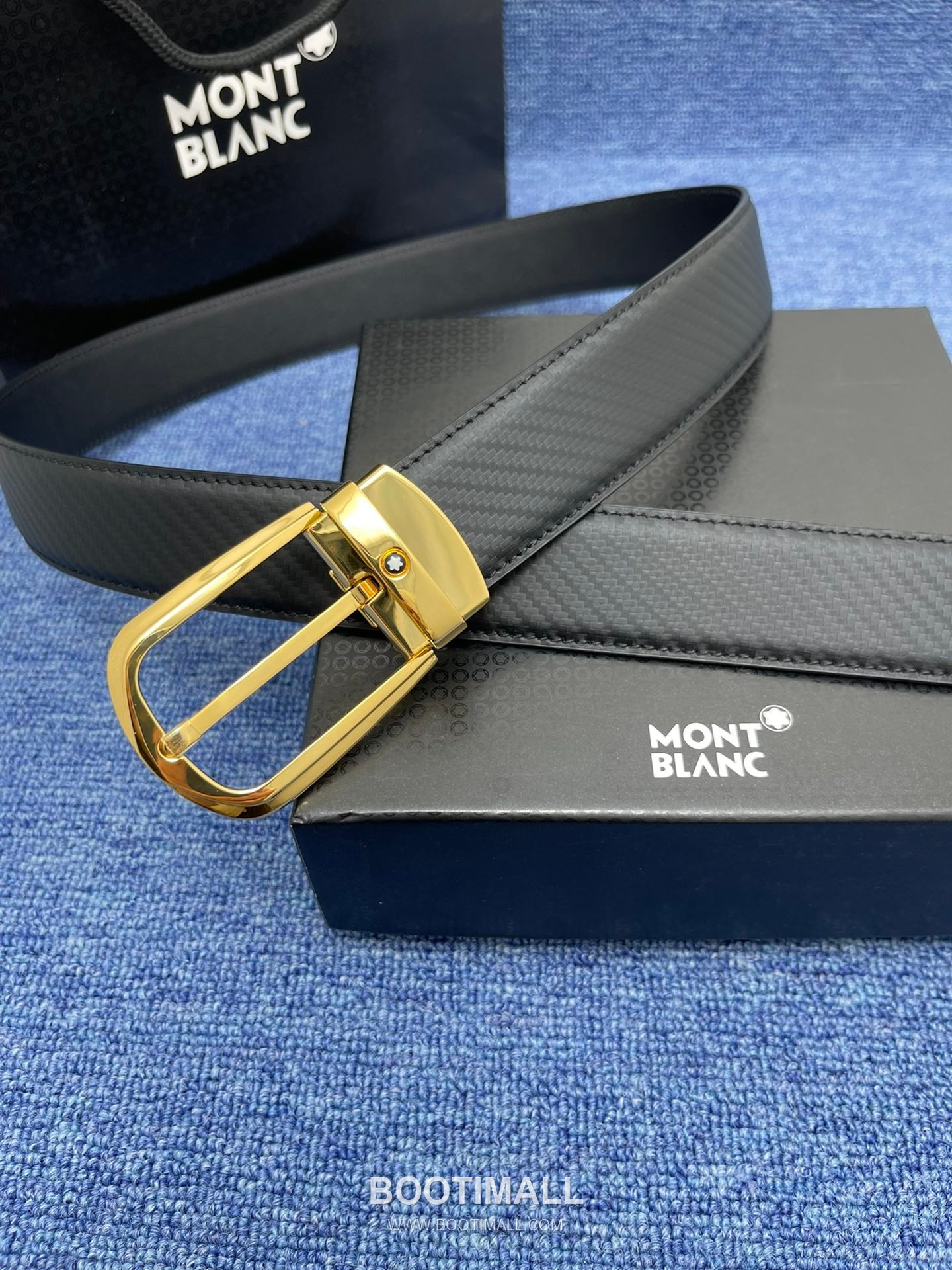 Montblanc Monogram Calfskin Leather Reversible Belt with Logo Buckle Palladium 몽블랑 모노그램 카프스킨 레더 리버서블 벨트 로고 버클 황동 베이스 팔라듐 피니시 3.5cm 3
