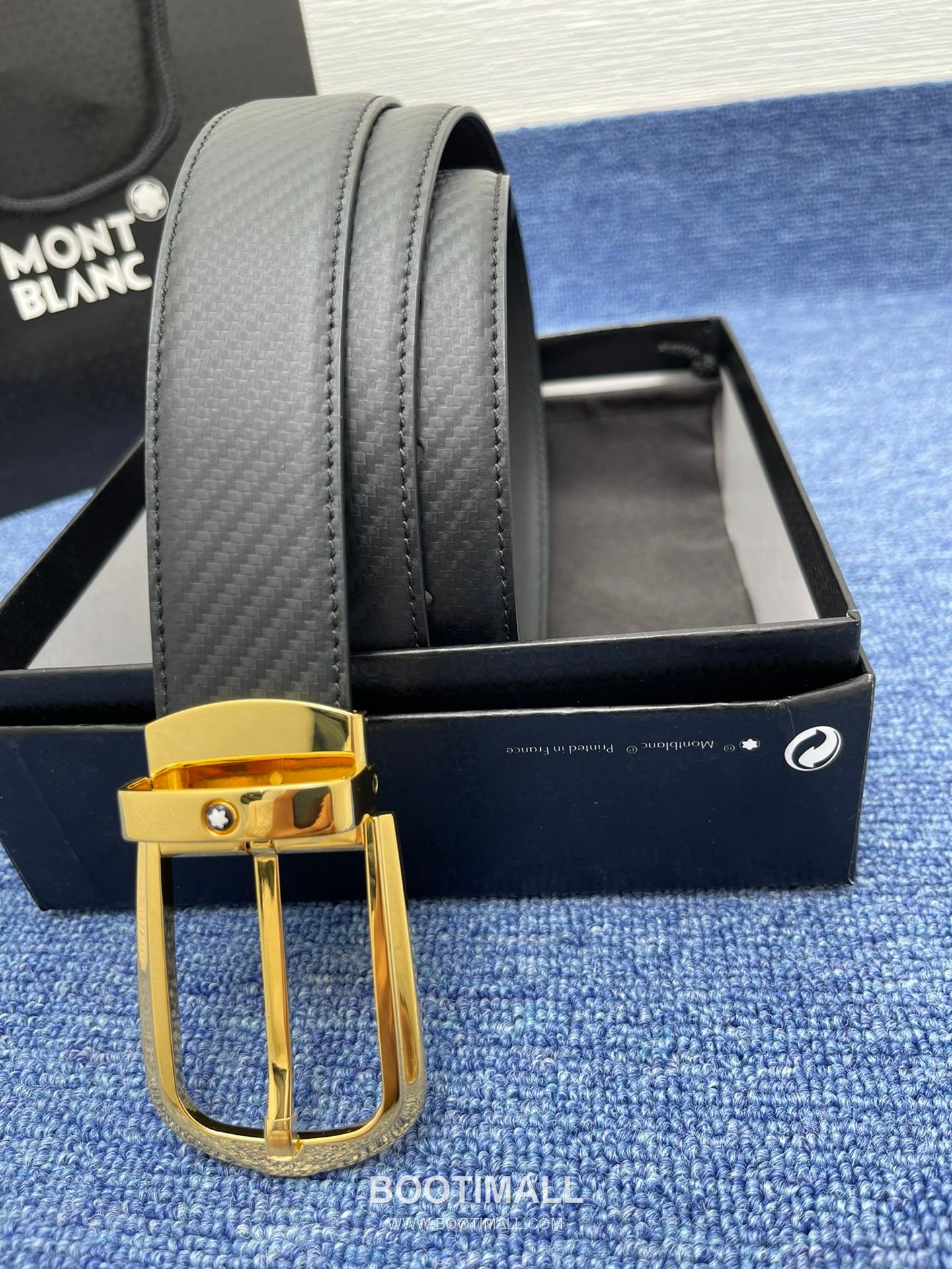 Montblanc Monogram Calfskin Leather Reversible Belt with Logo Buckle Palladium 몽블랑 모노그램 카프스킨 레더 리버서블 벨트 로고 버클 황동 베이스 팔라듐 피니시 3.5cm 4