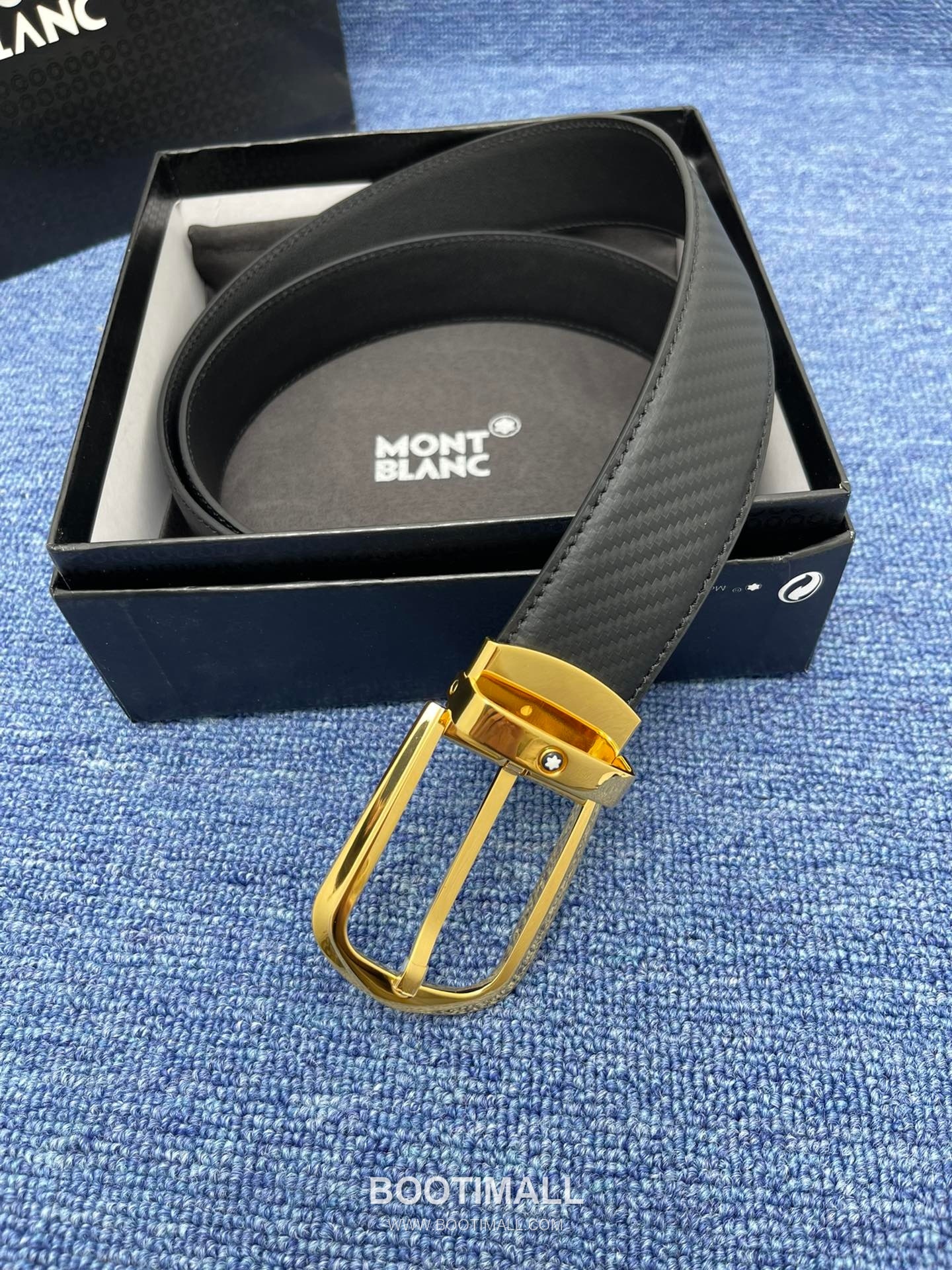 Montblanc Monogram Calfskin Leather Reversible Belt with Logo Buckle Palladium 몽블랑 모노그램 카프스킨 레더 리버서블 벨트 로고 버클 황동 베이스 팔라듐 피니시 3.5cm 5