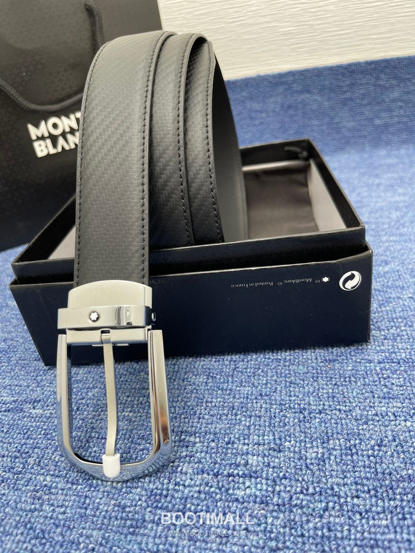 Montblanc Monogram Calfskin Leather Reversible Belt with Logo Buckle Palladium 몽블랑 모노그램 카프스킨 레더 리버서블 벨트 로고 버클 황동 베이스 팔라듐 피니시 3.5cm 5