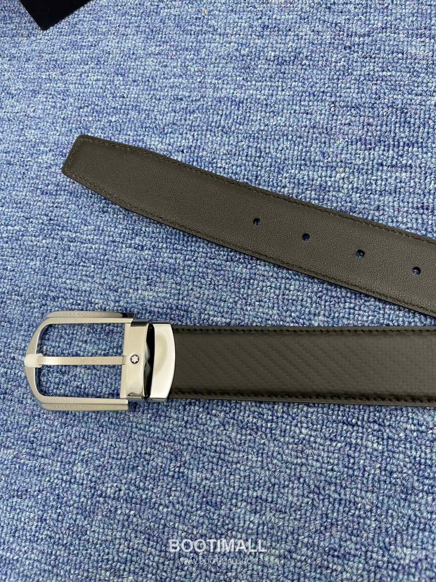 Montblanc Monogram Calfskin Leather Reversible Belt with Logo Buckle Palladium 몽블랑 모노그램 카프스킨 레더 리버서블 벨트 로고 버클 황동 베이스 팔라듐 피니시 3.5cm 6