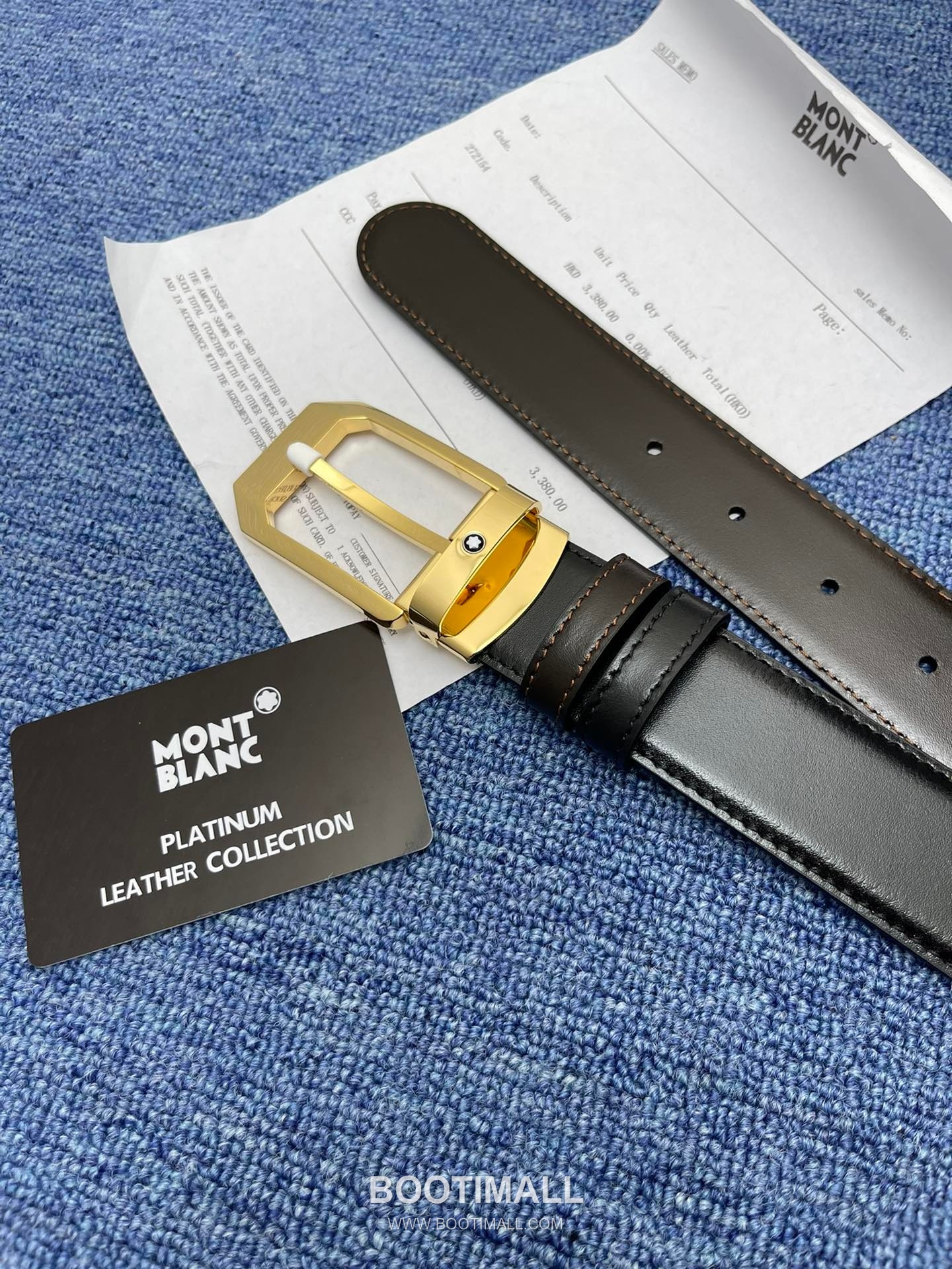 Montblanc Monogram Calfskin Leather Reversible Belt with Logo Buckle Palladium 몽블랑 모노그램 카프스킨 레더 리버서블 벨트 로고 버클 황동 베이스 팔라듐 피니시 3.5cm 6