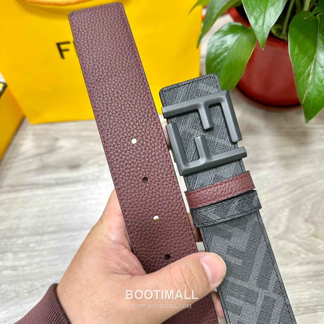 Fendi FF Cuoio Romano Calfskin Reversible Belt with FF Logo Buckle Palladium 펜디 FF 쿠오이오 로마노 카프스킨 리버서블 벨트 FF 로고 버클 황동 베이스 팔라듐 피니시 4.0cm 4