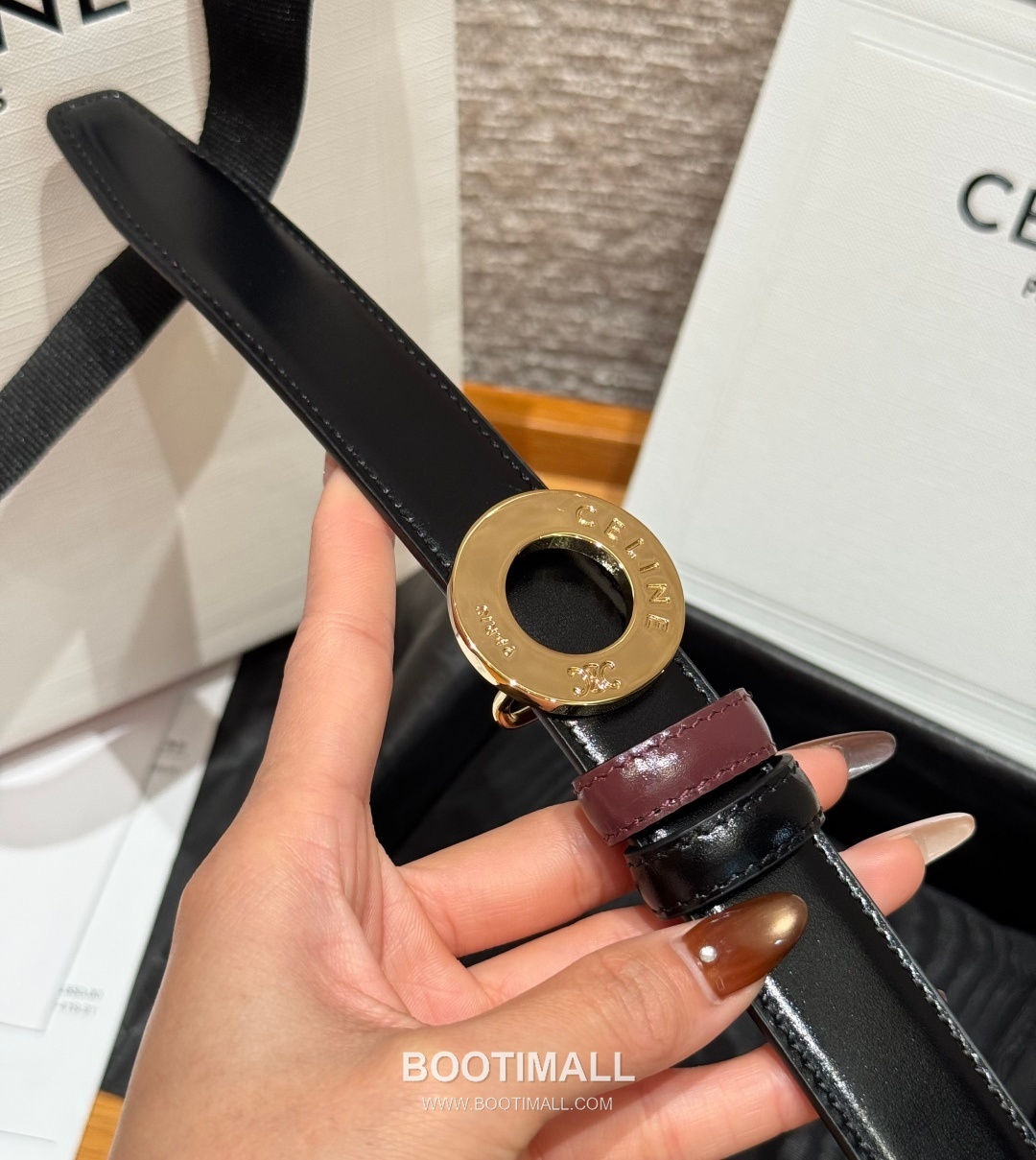 Celine Disc Taurillon Leather Reversible Belt with Disc Buckle Gold-Plated 셀린느 디스크 토릴론 레더 리버서블 벨트 디스크 버클 황동 베이스 금도금 2.5cm 7