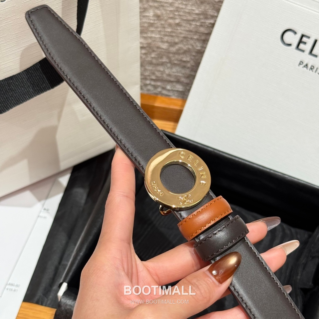 Celine Disc Taurillon Leather Reversible Belt with Disc Buckle Gold-Plated 셀린느 디스크 토릴론 레더 리버서블 벨트 디스크 버클 황동 베이스 금도금 2.5cm 7