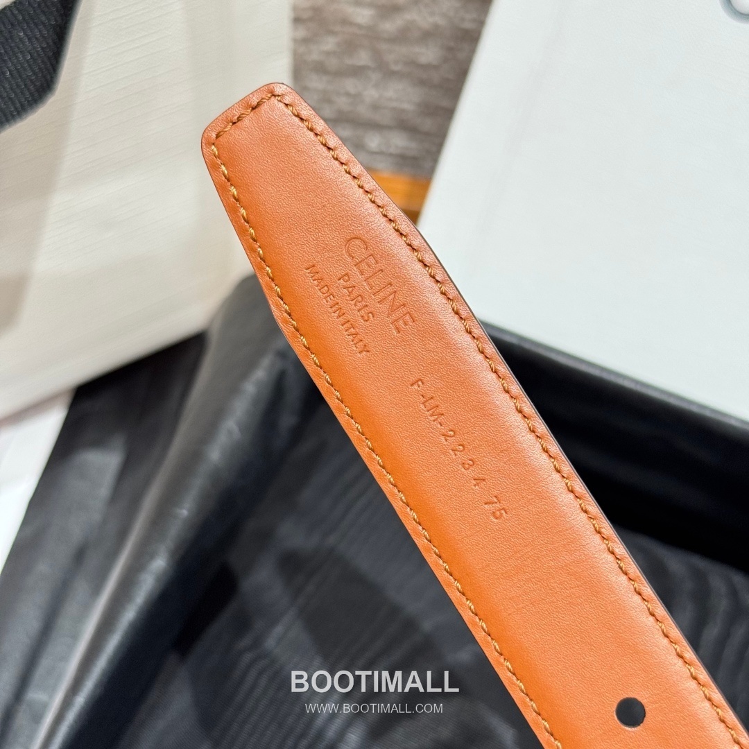 Celine Disc Taurillon Leather Reversible Belt with Disc Buckle Gold-Plated 셀린느 디스크 토릴론 레더 리버서블 벨트 디스크 버클 황동 베이스 금도금 2.5cm 9