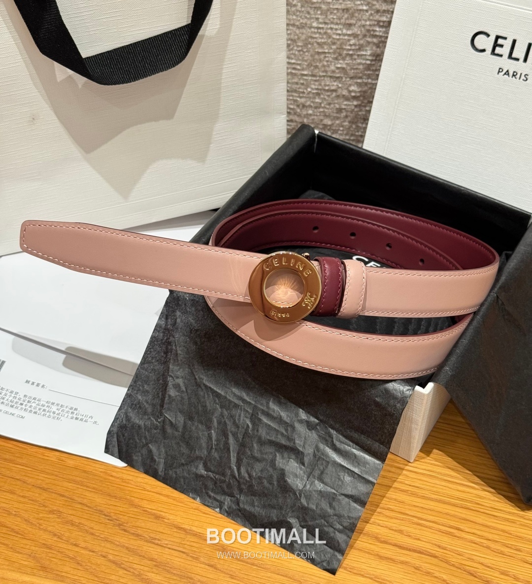 Celine Disc Taurillon Leather Reversible Belt with Disc Buckle Gold-Plated 셀린느 디스크 토릴론 레더 리버서블 벨트 디스크 버클 황동 베이스 금도금 2.5cm 1