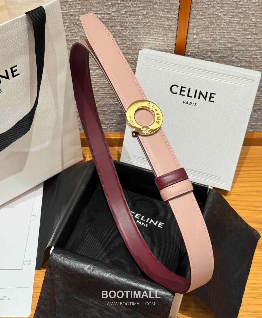 Celine Disc Taurillon Leather Reversible Belt with Disc Buckle Gold-Plated 셀린느 디스크 토릴론 레더 리버서블 벨트 디스크 버클 황동 베이스 금도금 2.5cm 3