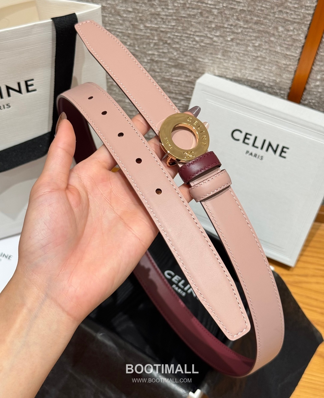 Celine Disc Taurillon Leather Reversible Belt with Disc Buckle Gold-Plated 셀린느 디스크 토릴론 레더 리버서블 벨트 디스크 버클 황동 베이스 금도금 2.5cm 5