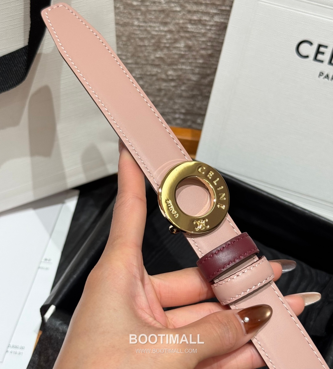 Celine Disc Taurillon Leather Reversible Belt with Disc Buckle Gold-Plated 셀린느 디스크 토릴론 레더 리버서블 벨트 디스크 버클 황동 베이스 금도금 2.5cm 7