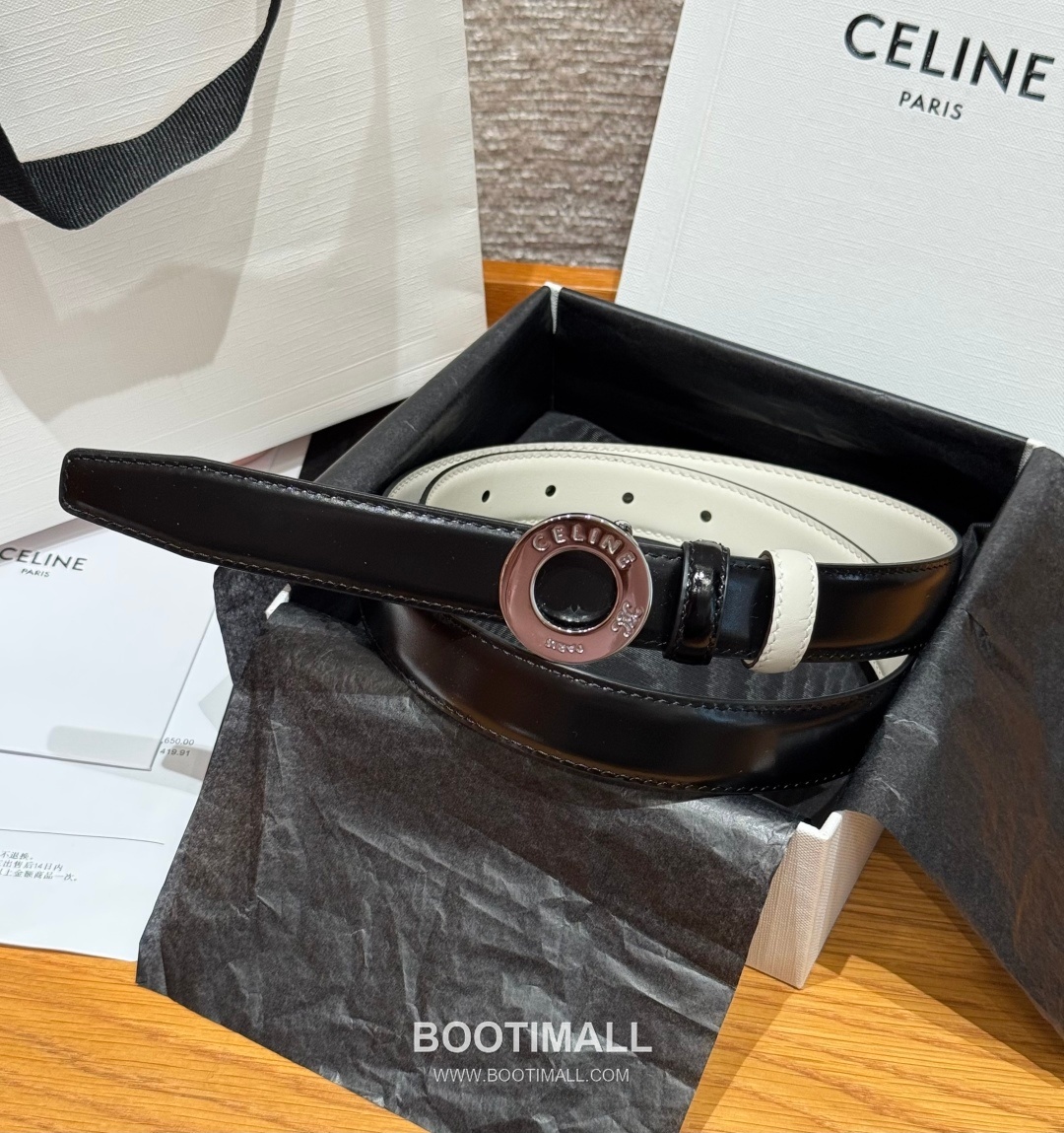 Celine Disc Taurillon Leather Reversible Belt with Disc Buckle Gold-Plated 셀린느 디스크 토릴론 레더 리버서블 벨트 디스크 버클 황동 베이스 금도금 2.5cm 1