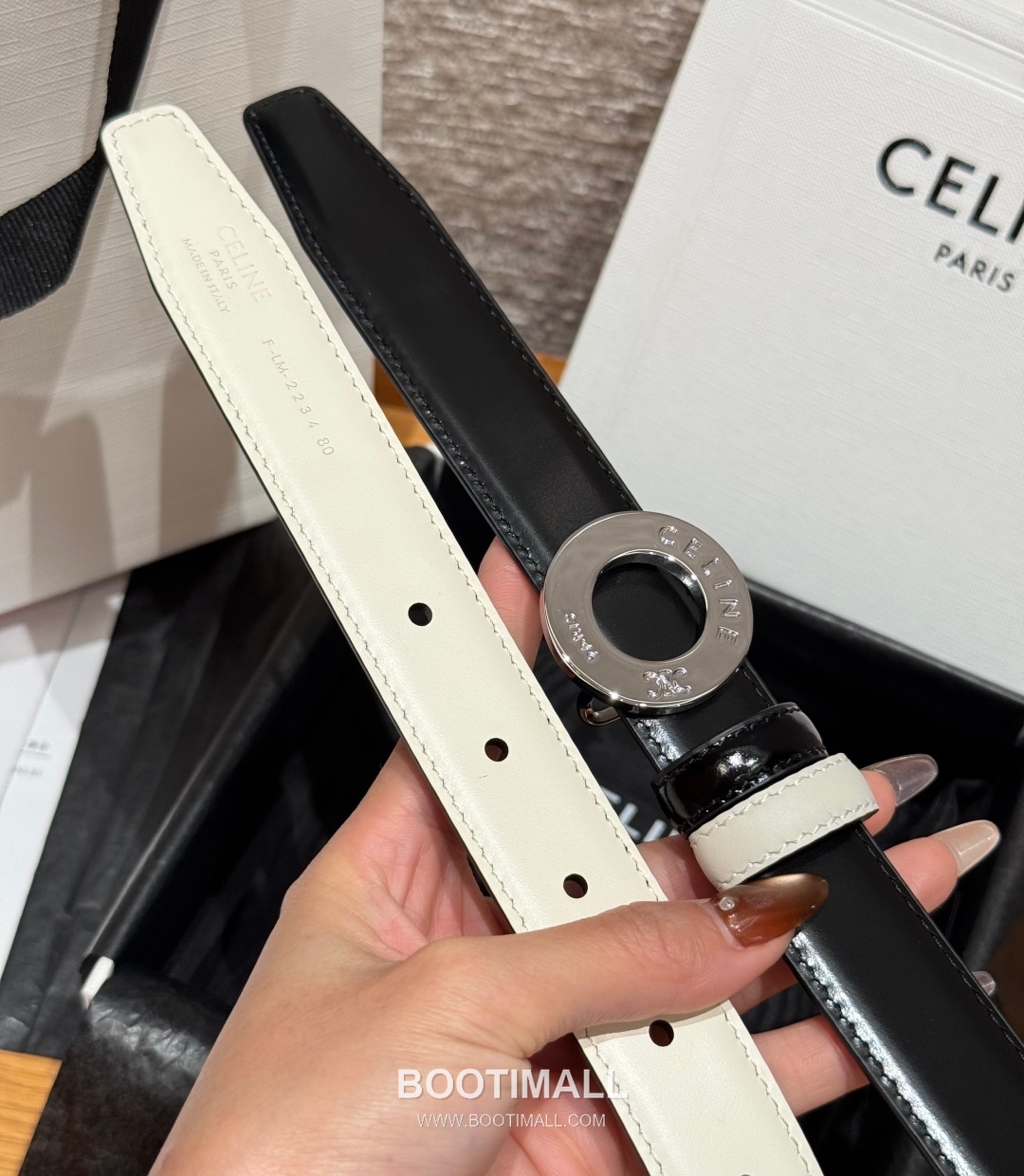 Celine Disc Taurillon Leather Reversible Belt with Disc Buckle Gold-Plated 셀린느 디스크 토릴론 레더 리버서블 벨트 디스크 버클 황동 베이스 금도금 2.5cm 6